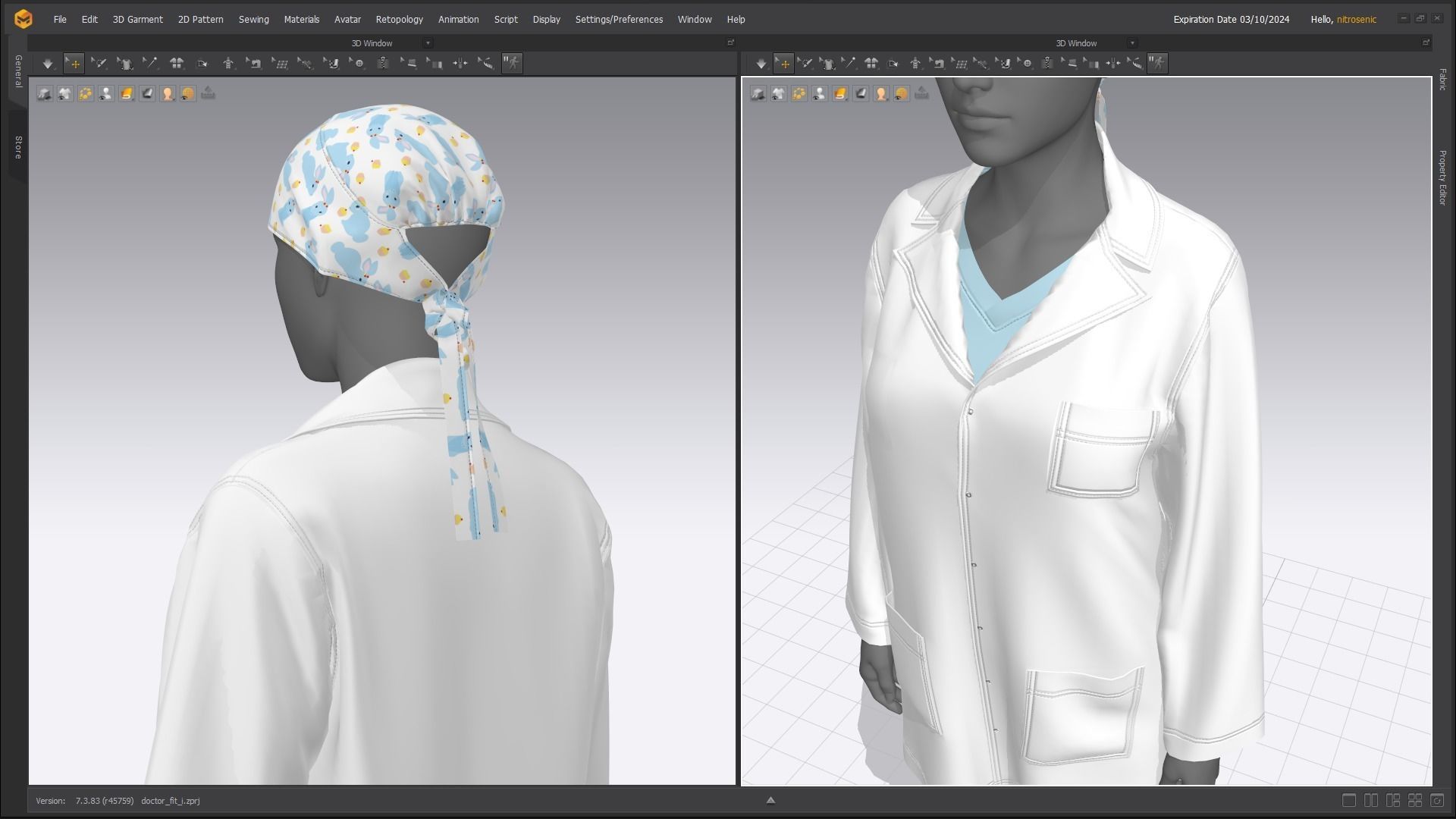 Female Healthcare Uniform Scrub Fitted to Gen8 Body Mesh 3D model_9