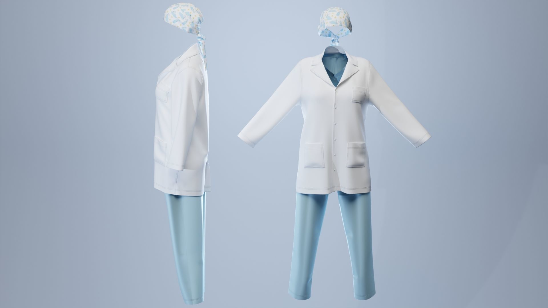 Female Healthcare Uniform Scrub Fitted to Gen8 Body Mesh 3D model_3