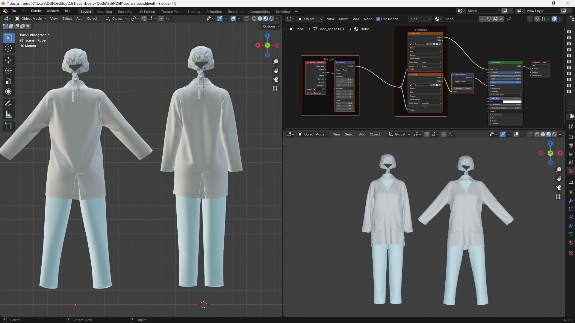 Female Healthcare Uniform Scrub Fitted to Gen8 Body Mesh 3D model_11