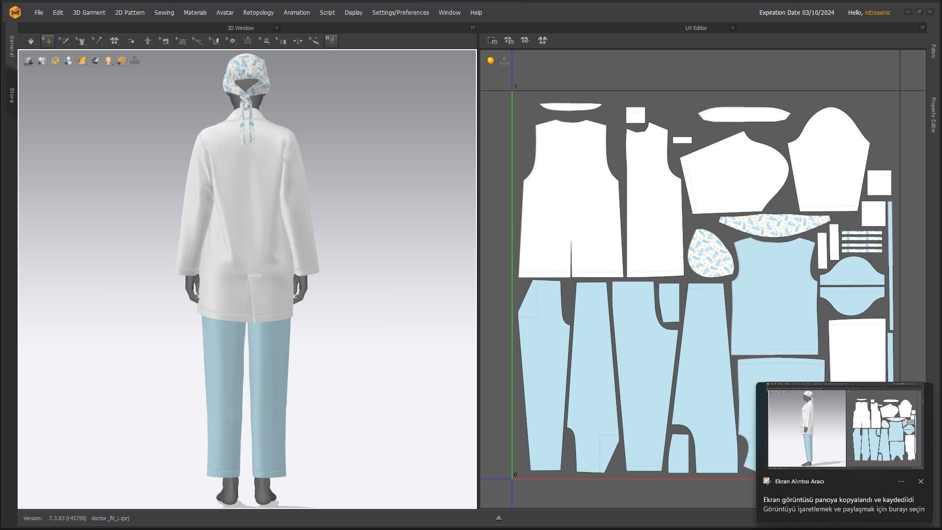 Female Healthcare Uniform Scrub Fitted to Gen8 Body Mesh 3D model_18