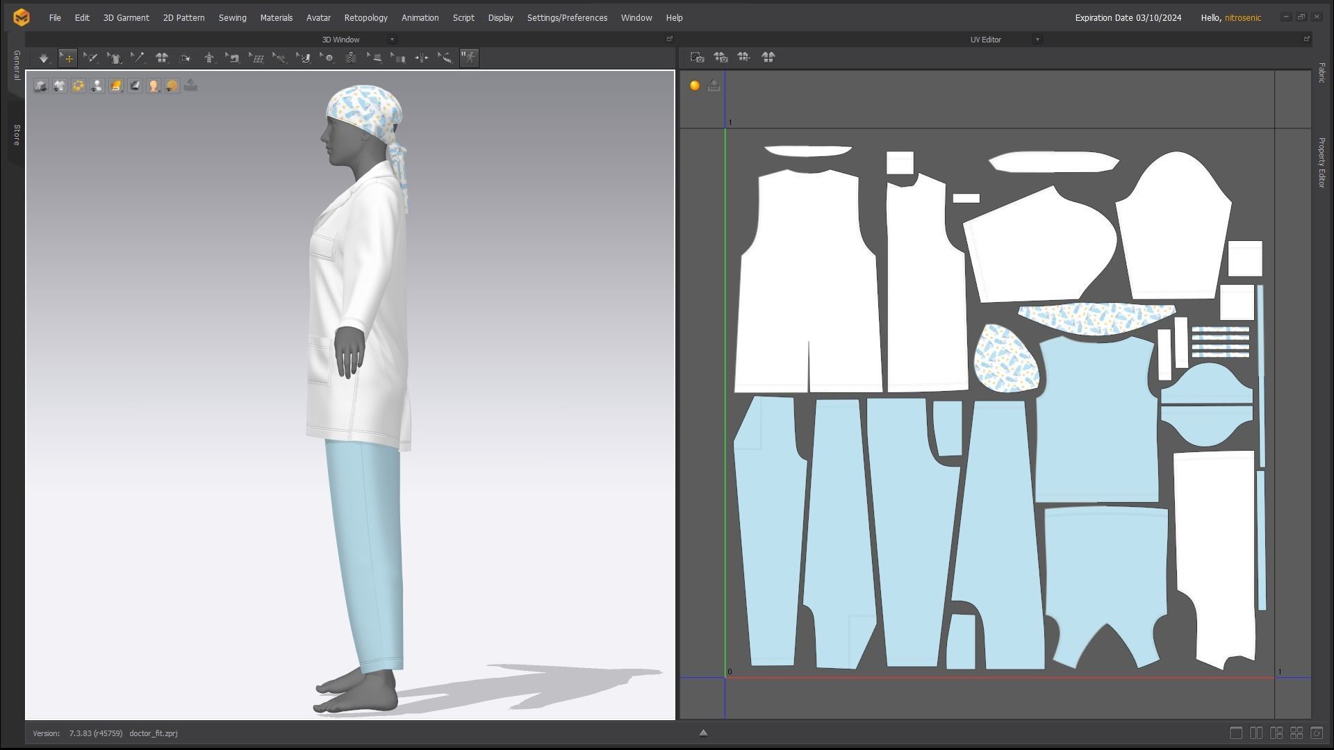 Female Healthcare Uniform Scrub Fitted to Gen8 Body Mesh 3D model_13