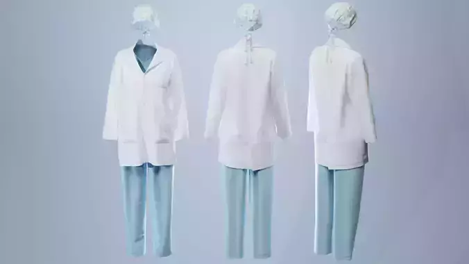 Female Healthcare Uniform Scrub Fitted to Gen8 Body Mesh 3D model