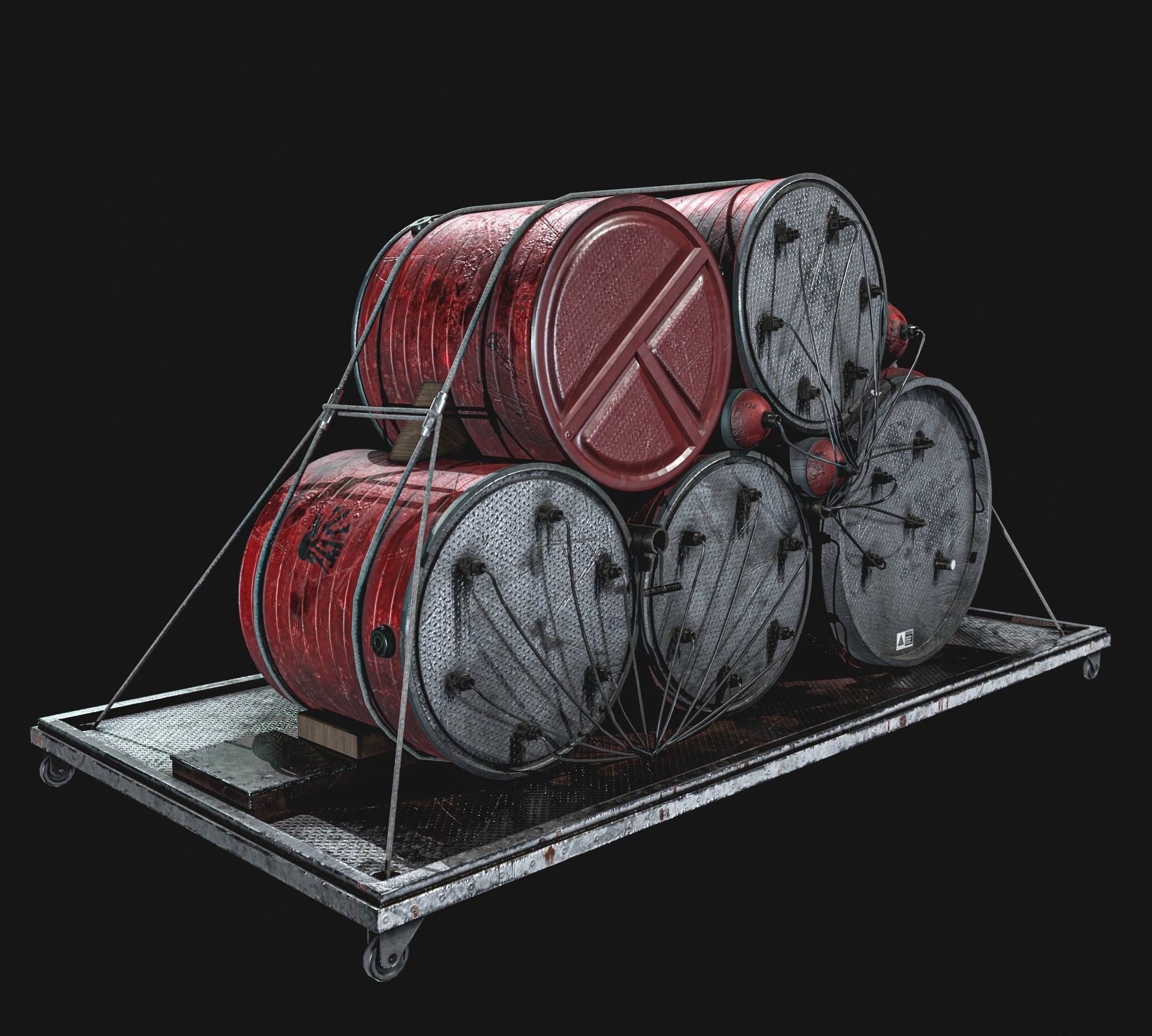  High Explosive Barrel Low-poly 3D model_1