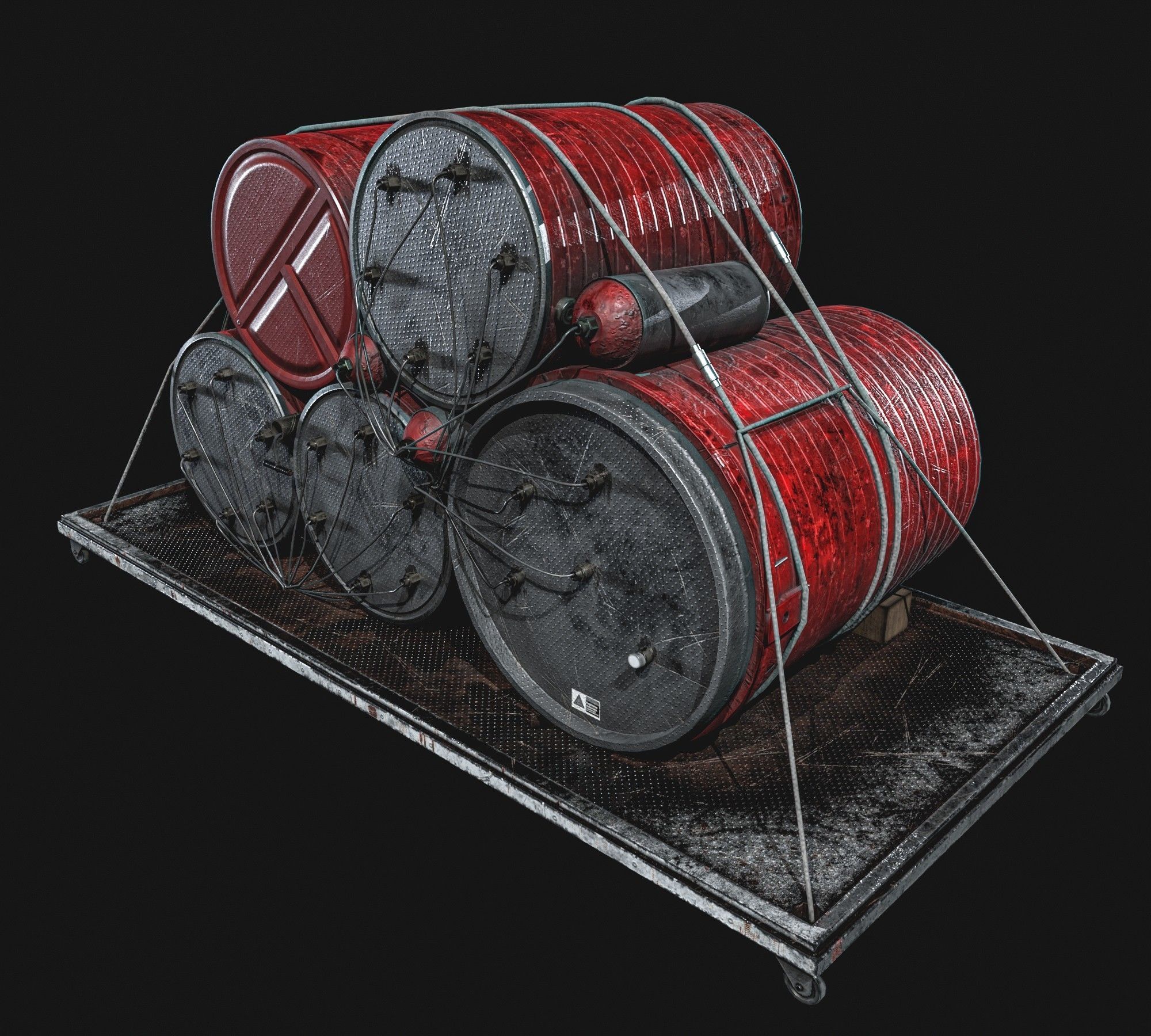  High Explosive Barrel Low-poly 3D model_5