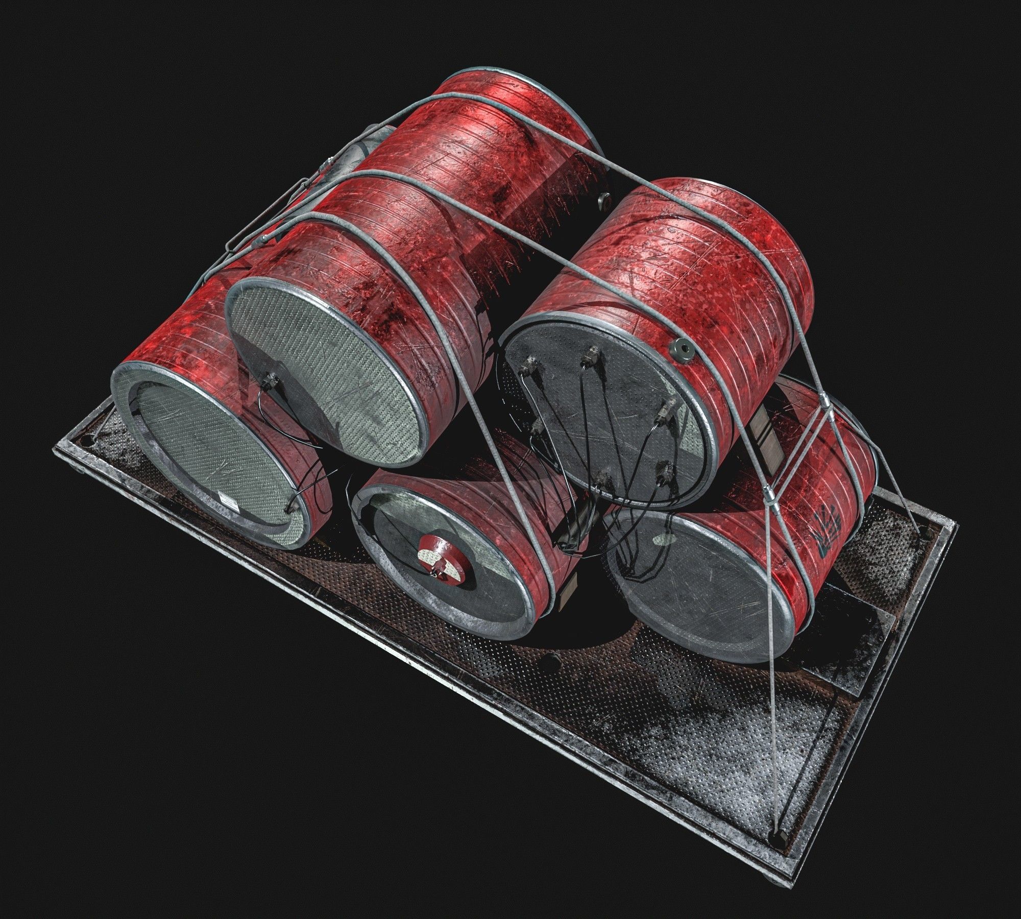  High Explosive Barrel Low-poly 3D model_4