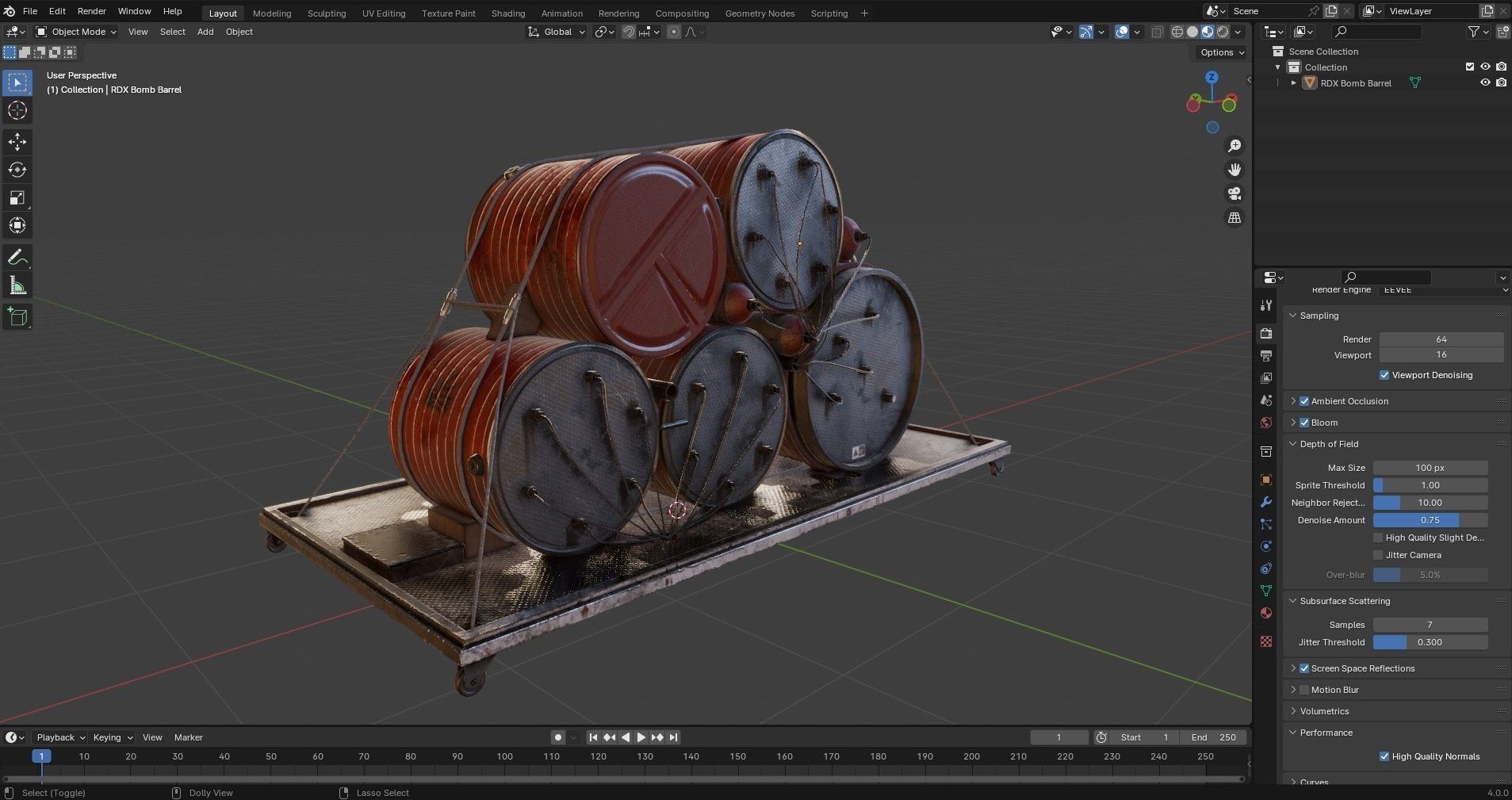  High Explosive Barrel Low-poly 3D model_12