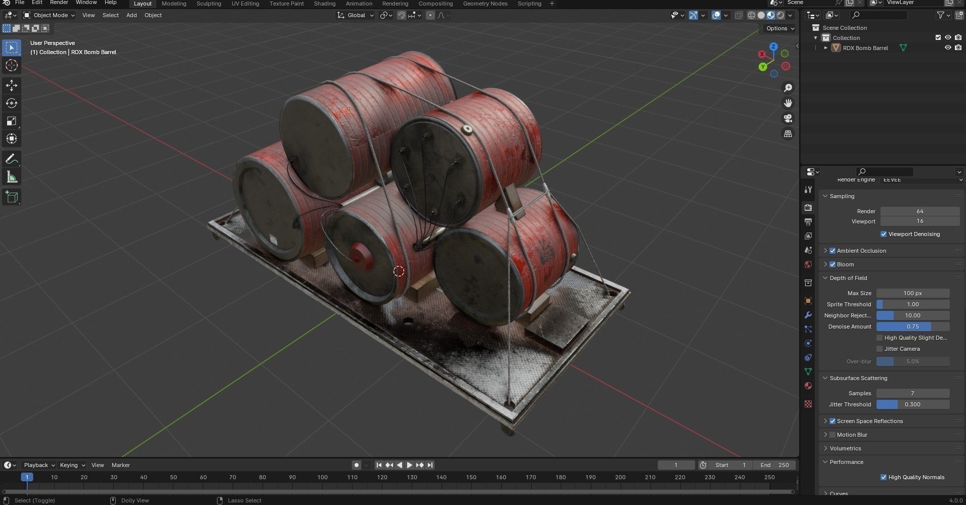  High Explosive Barrel Low-poly 3D model_14