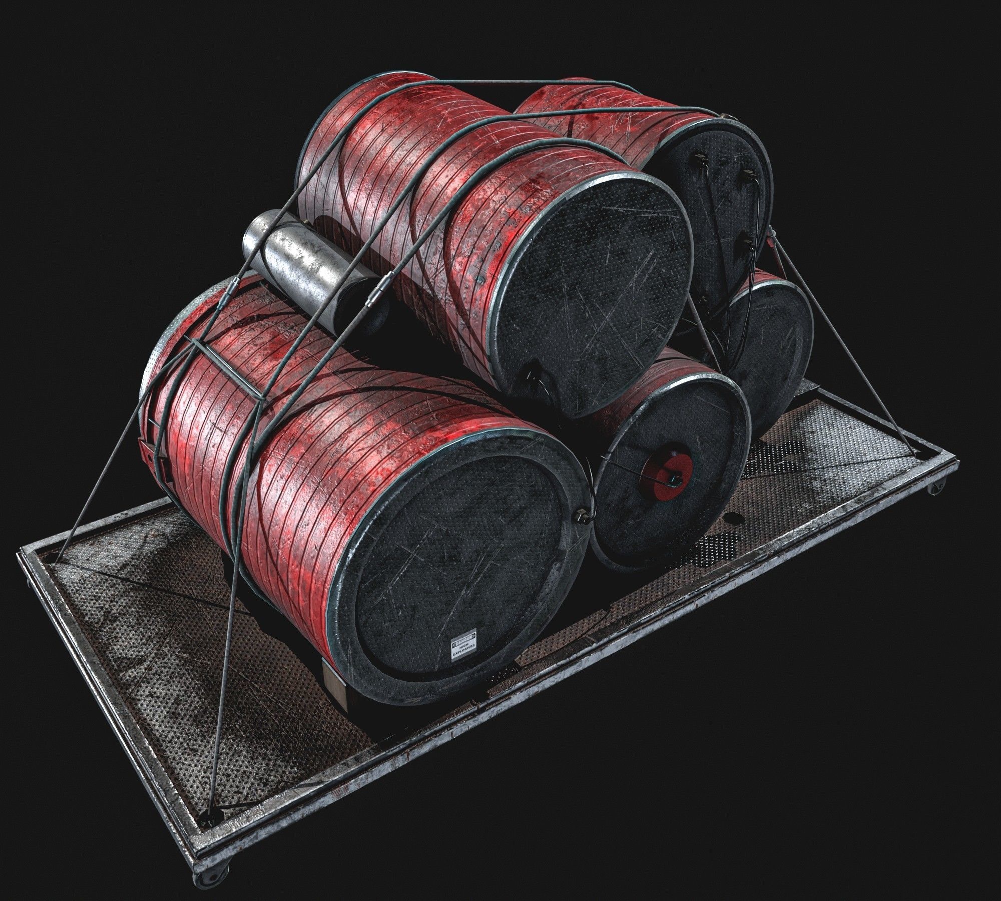  High Explosive Barrel Low-poly 3D model_7