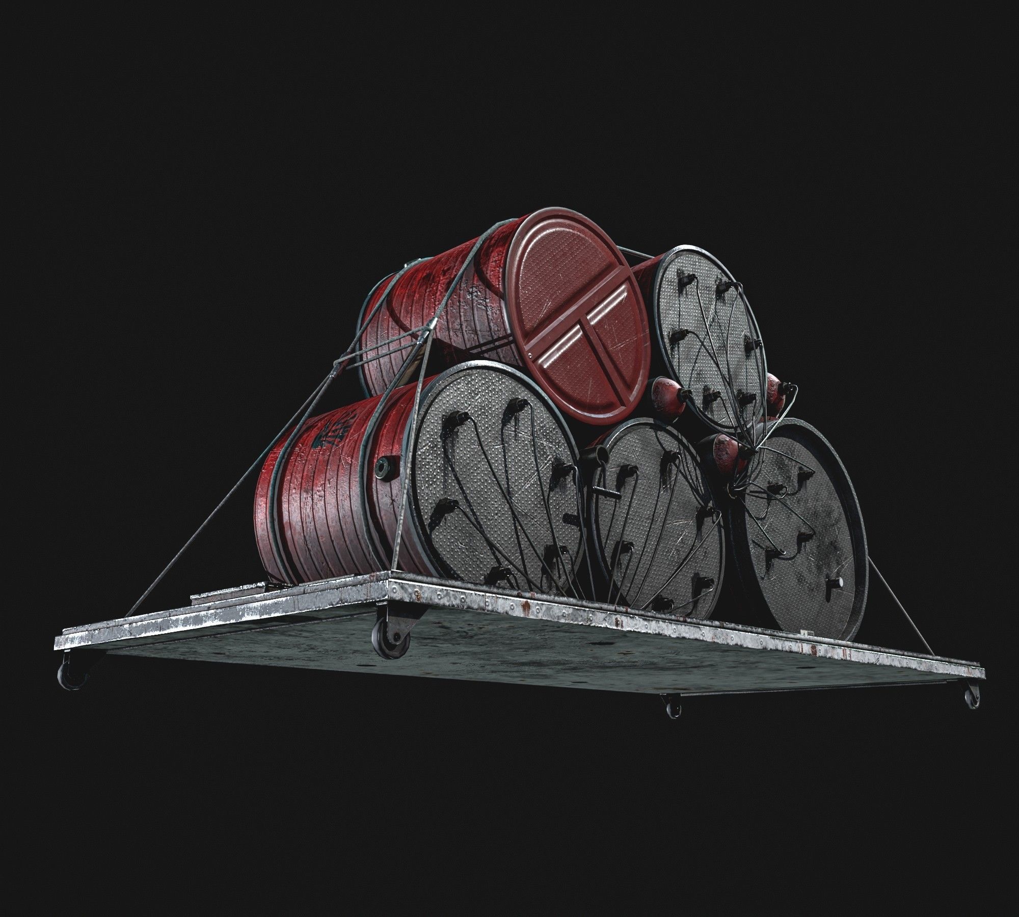  High Explosive Barrel Low-poly 3D model_8