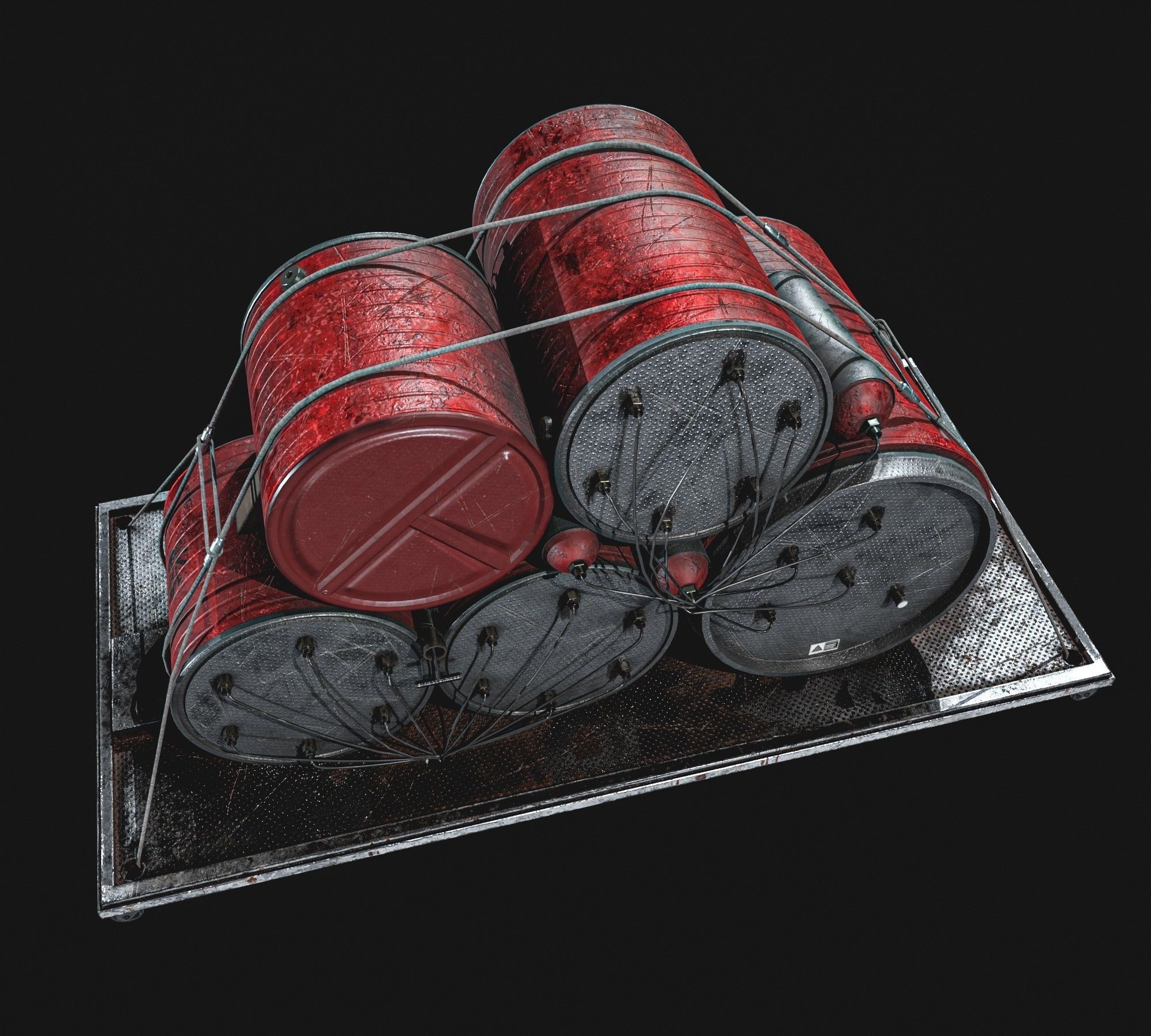  High Explosive Barrel Low-poly 3D model_10
