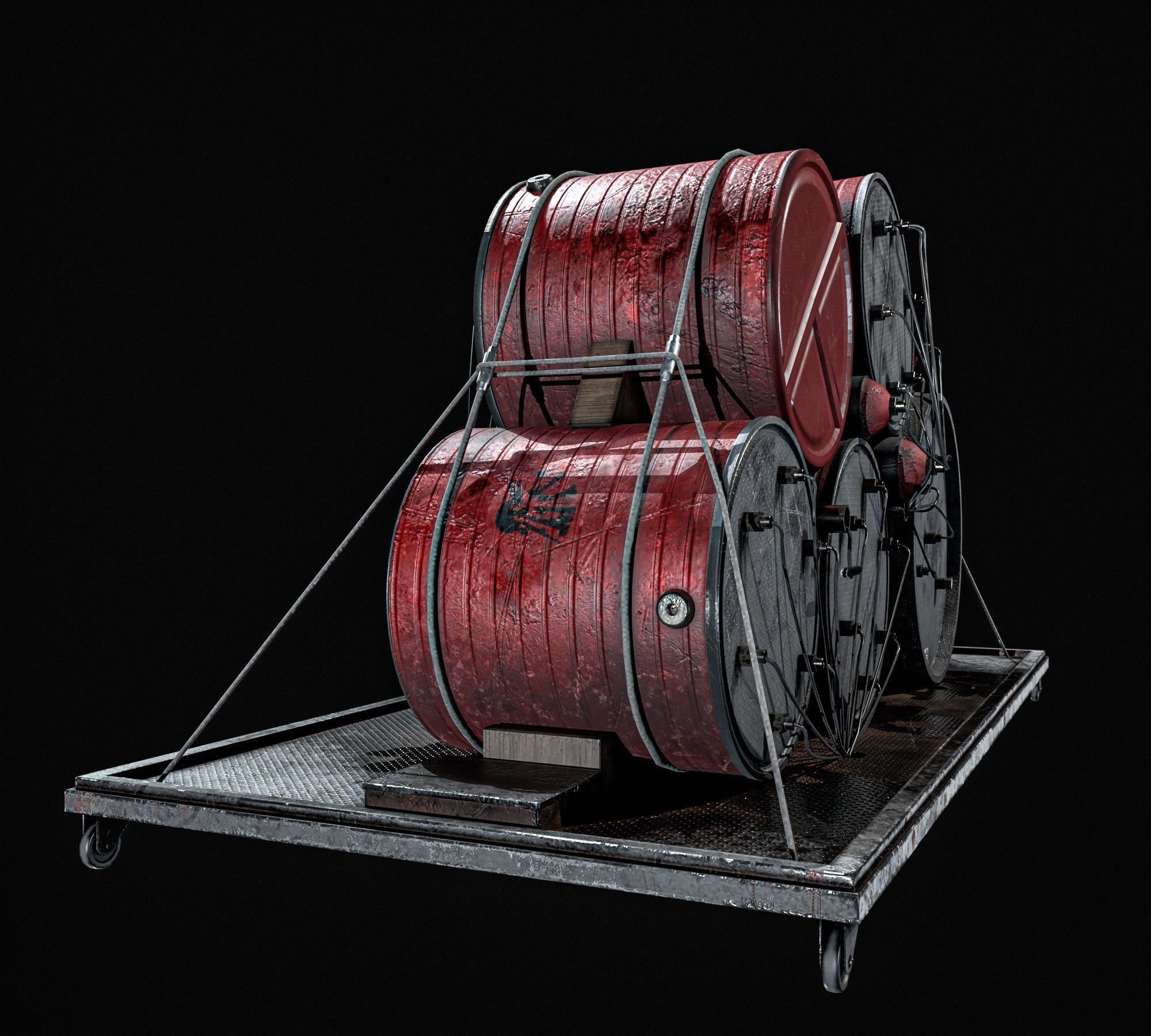  High Explosive Barrel Low-poly 3D model_3