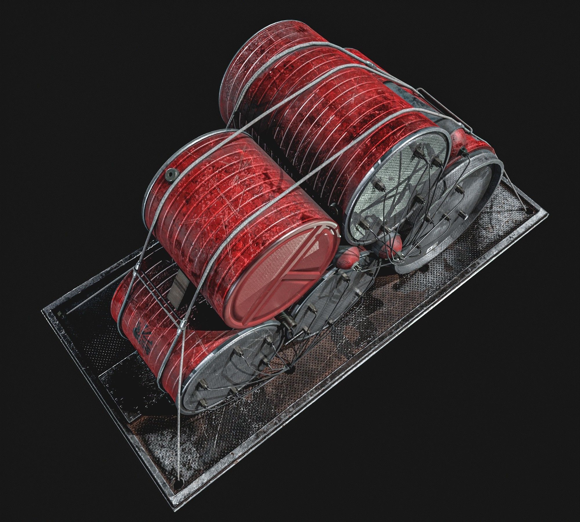  High Explosive Barrel Low-poly 3D model_2