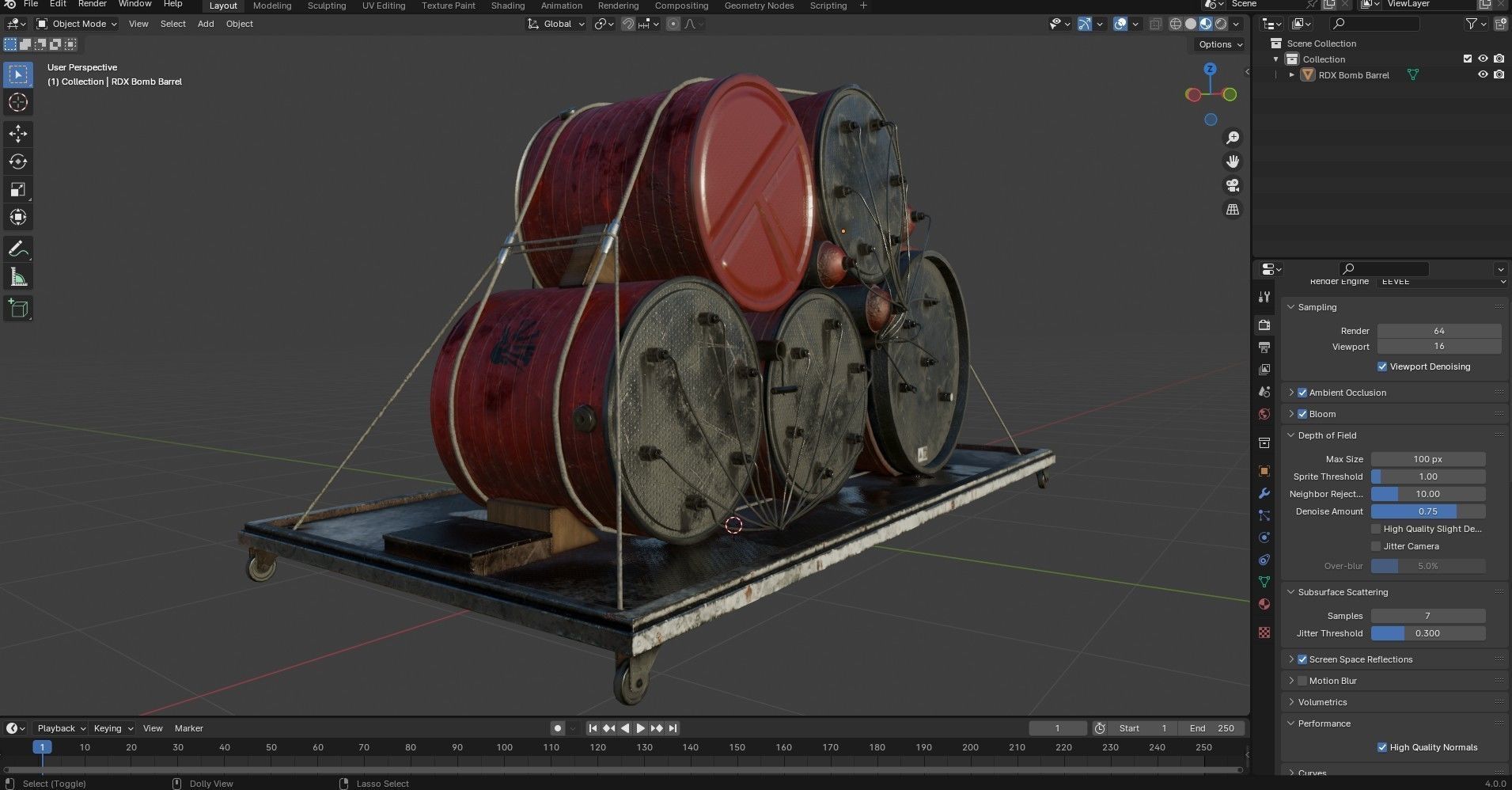  High Explosive Barrel Low-poly 3D model_15