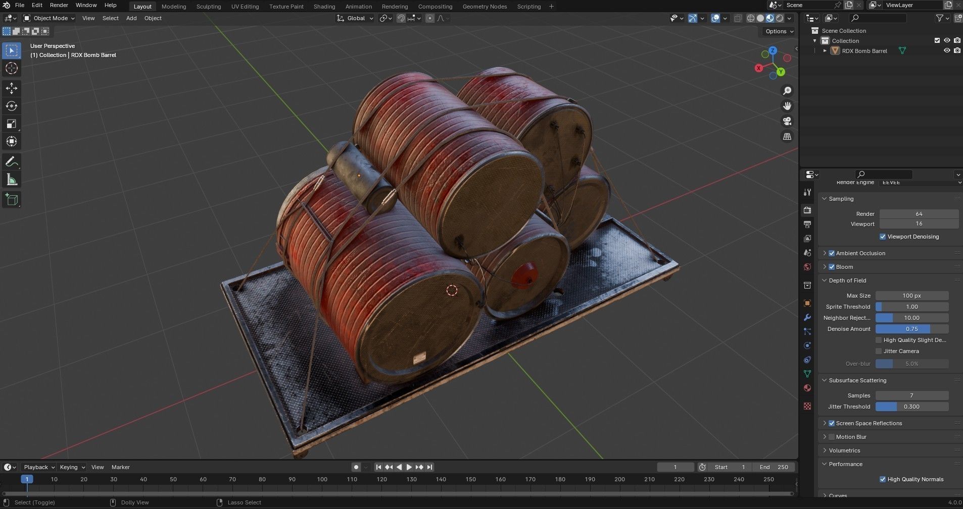  High Explosive Barrel Low-poly 3D model_16