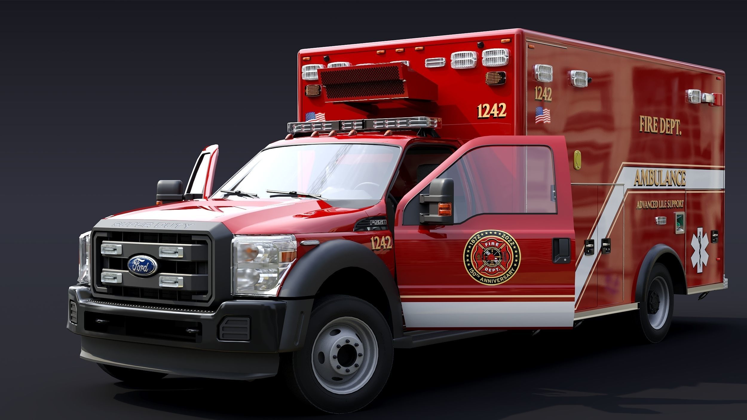 Ambulance EMS Low-poly 3D model_3