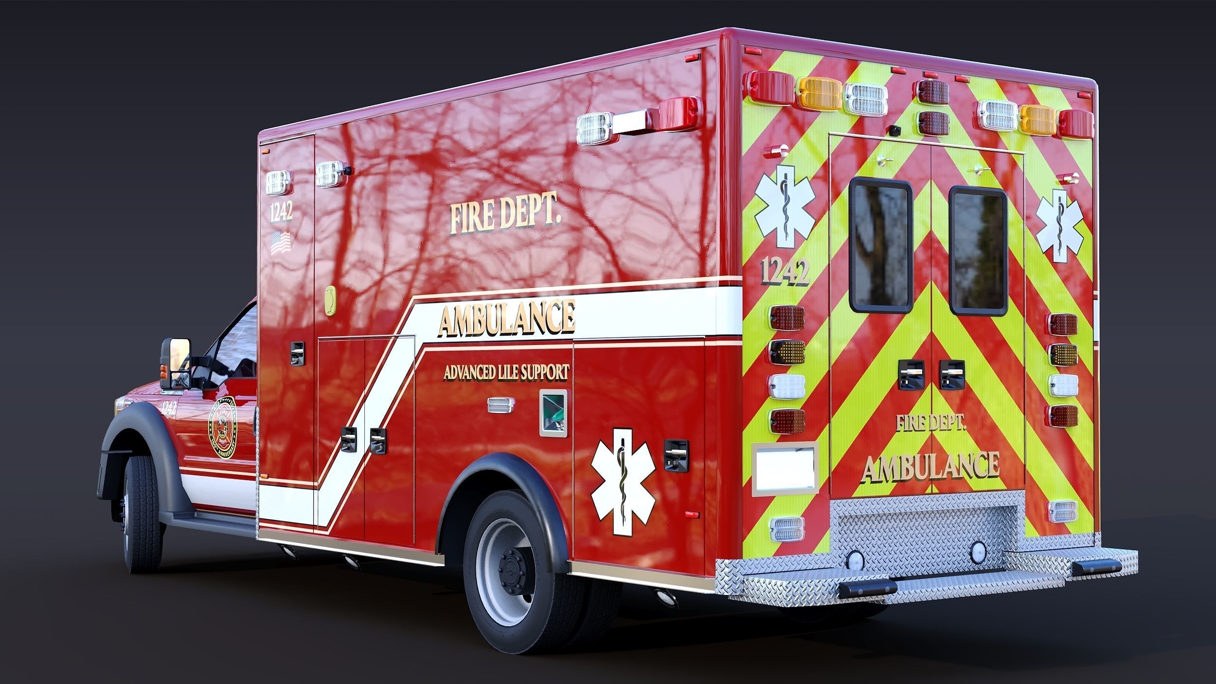 Ambulance EMS Low-poly 3D model_6