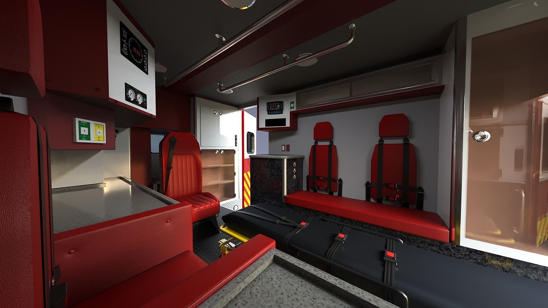 Ambulance EMS Low-poly 3D model_25