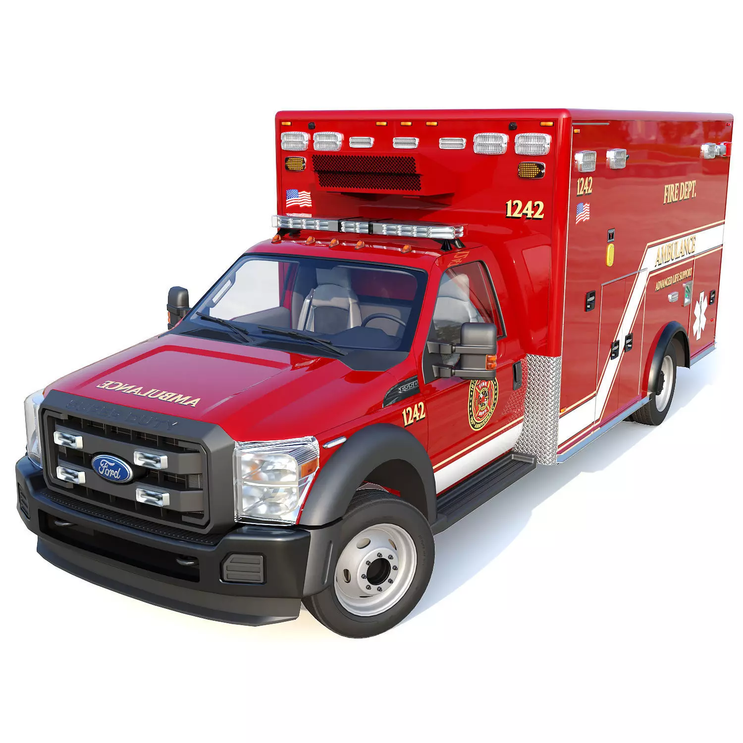 Ambulance EMS Low-poly 3D model_0