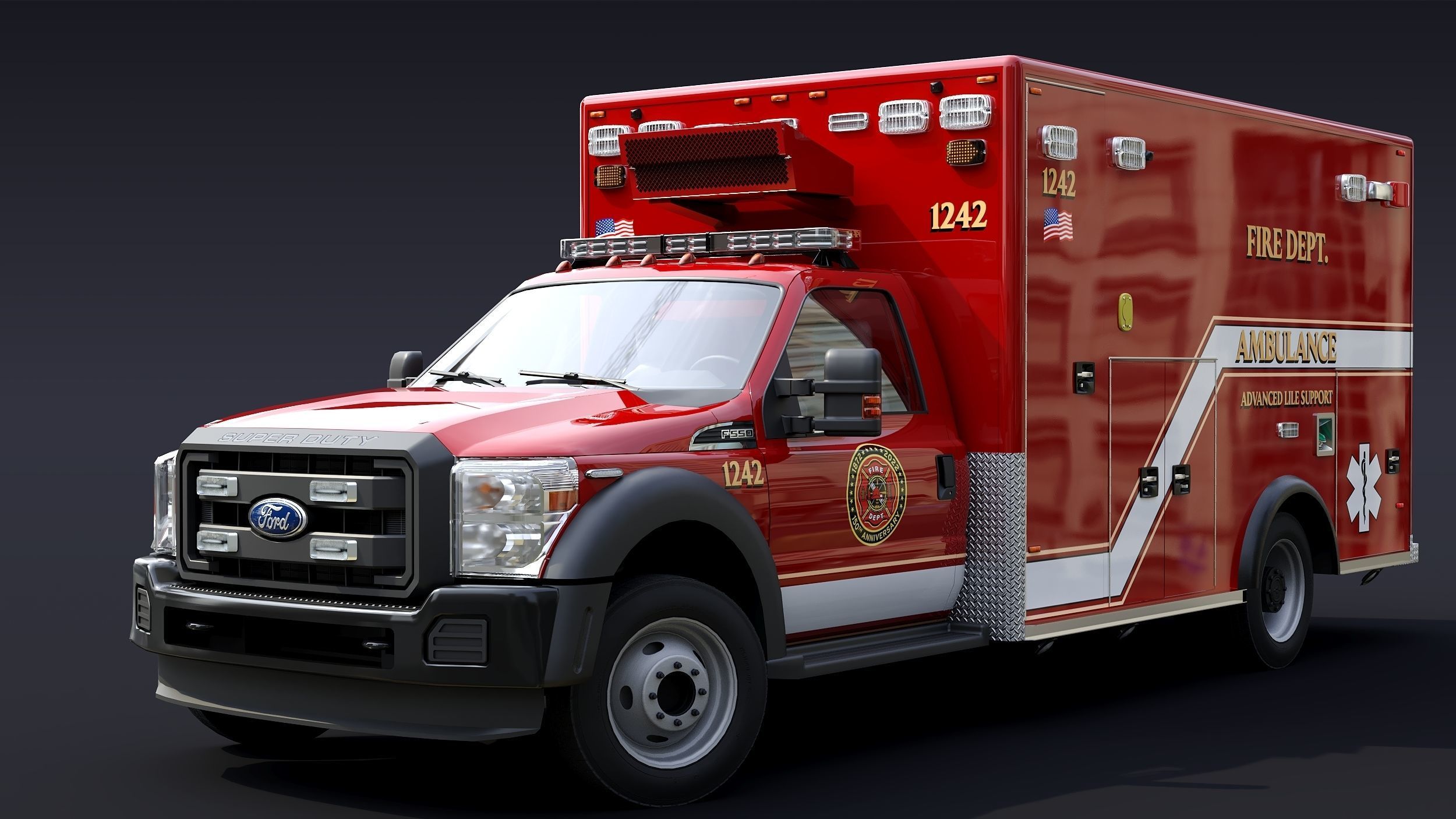 Ambulance EMS Low-poly 3D model_2
