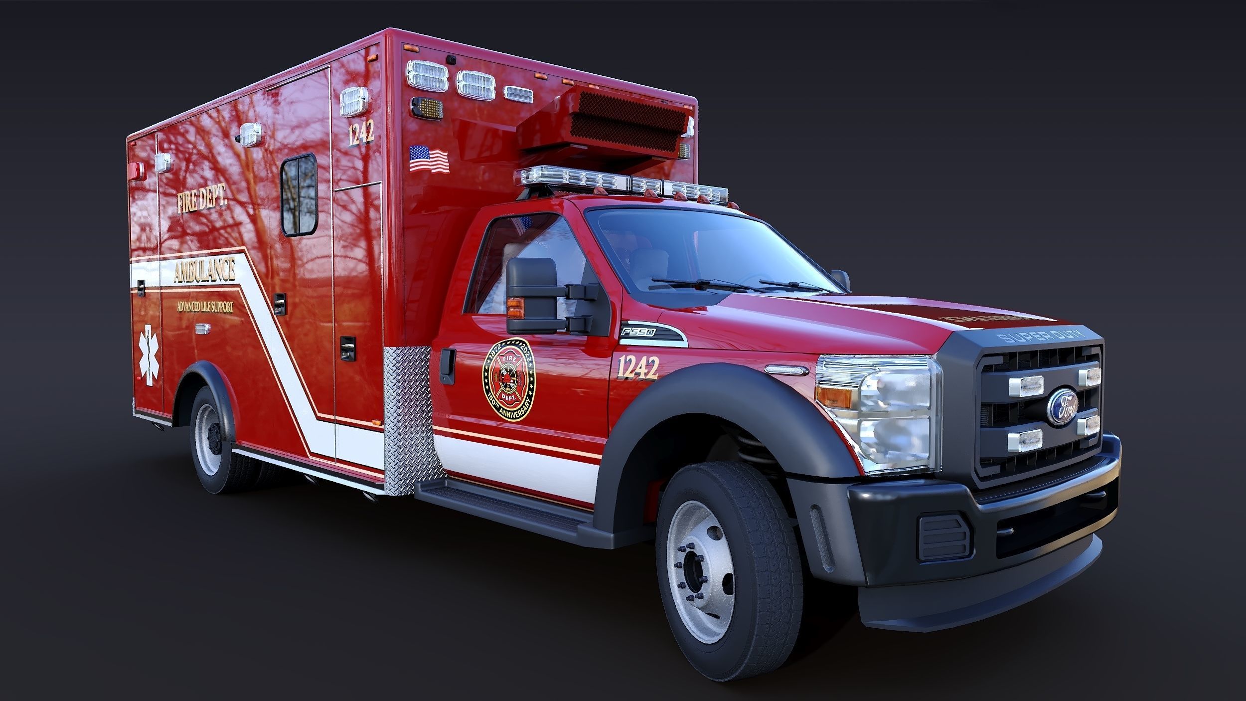 Ambulance EMS Low-poly 3D model_10
