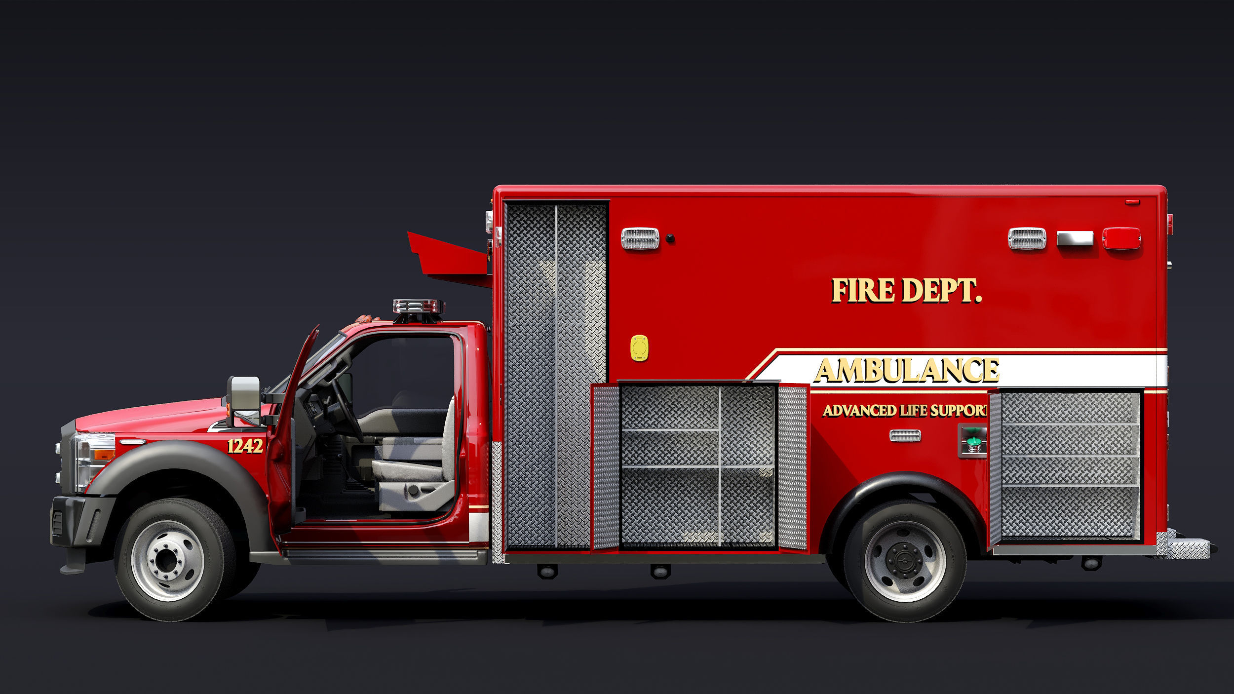 Ambulance EMS Low-poly 3D model_5