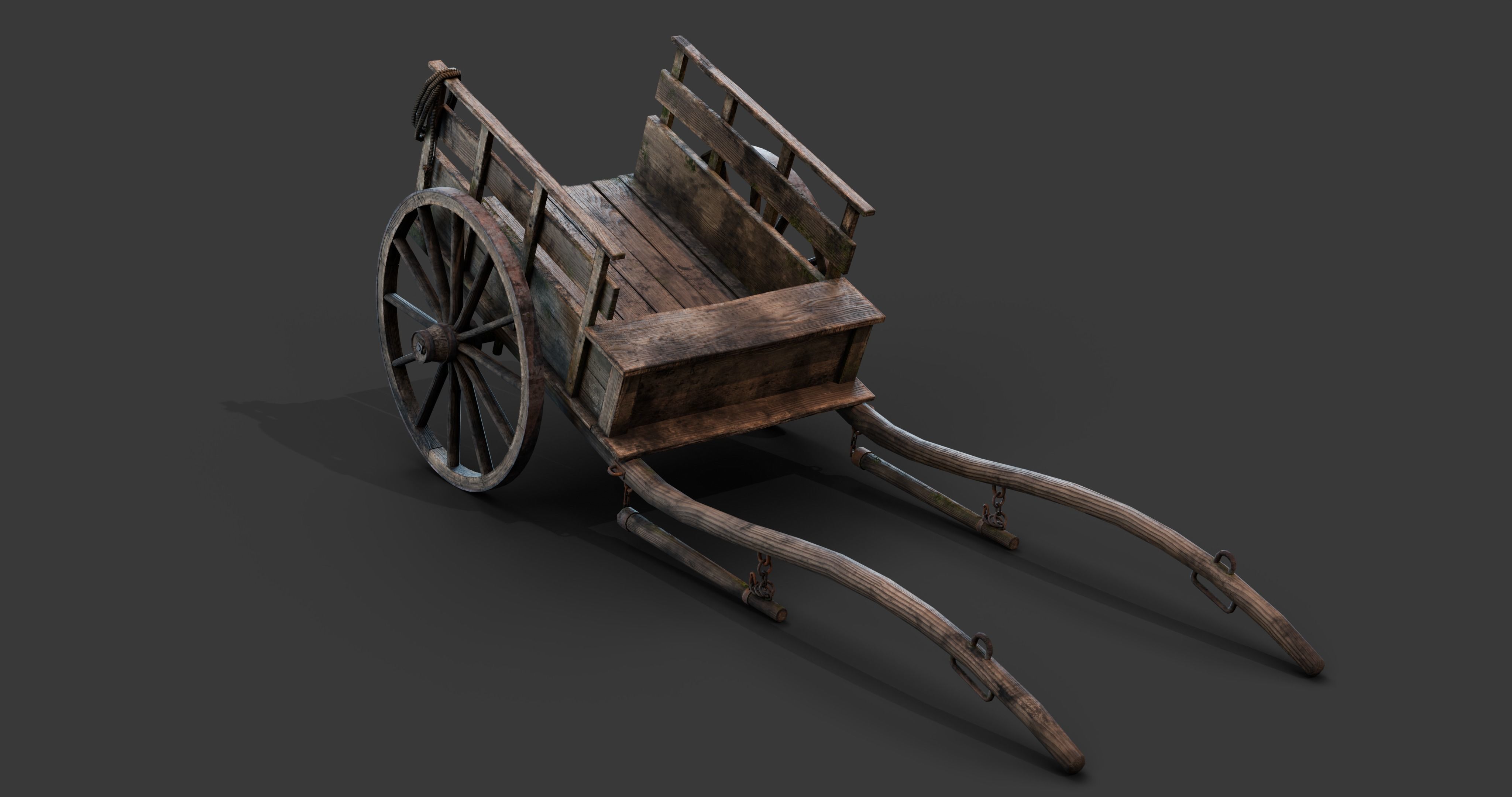 Medieval Wooden Carts and Wagons pack Low-poly 3D model_7