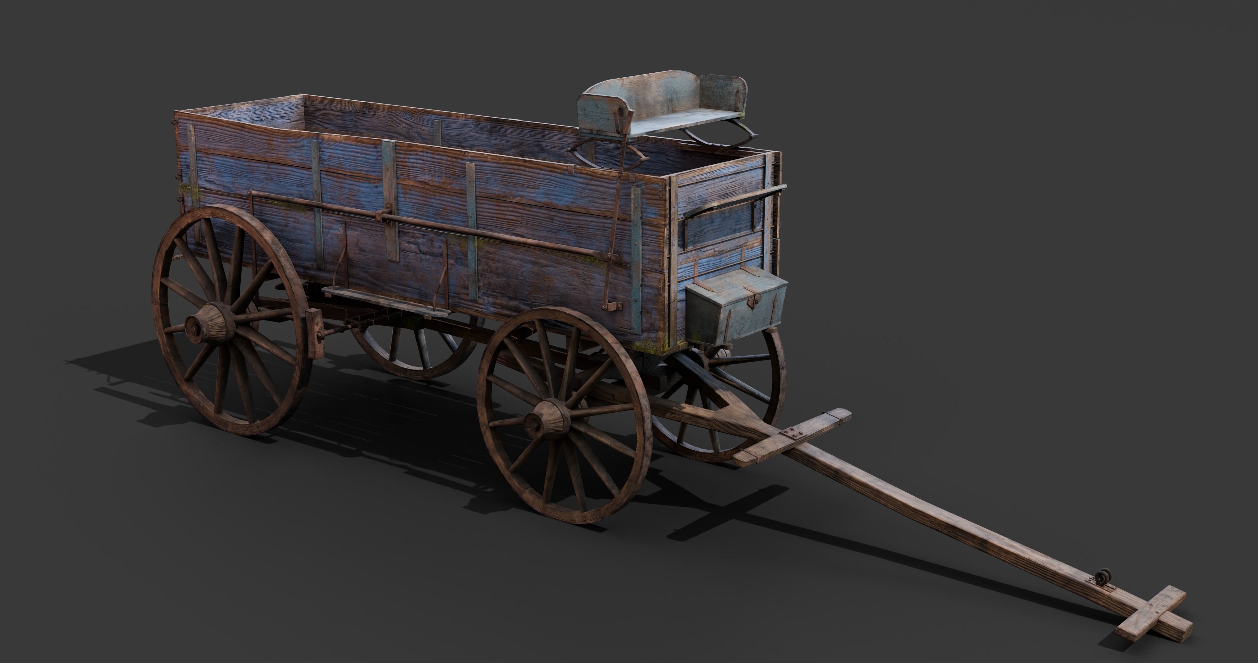 Medieval Wooden Carts and Wagons pack Low-poly 3D model_14