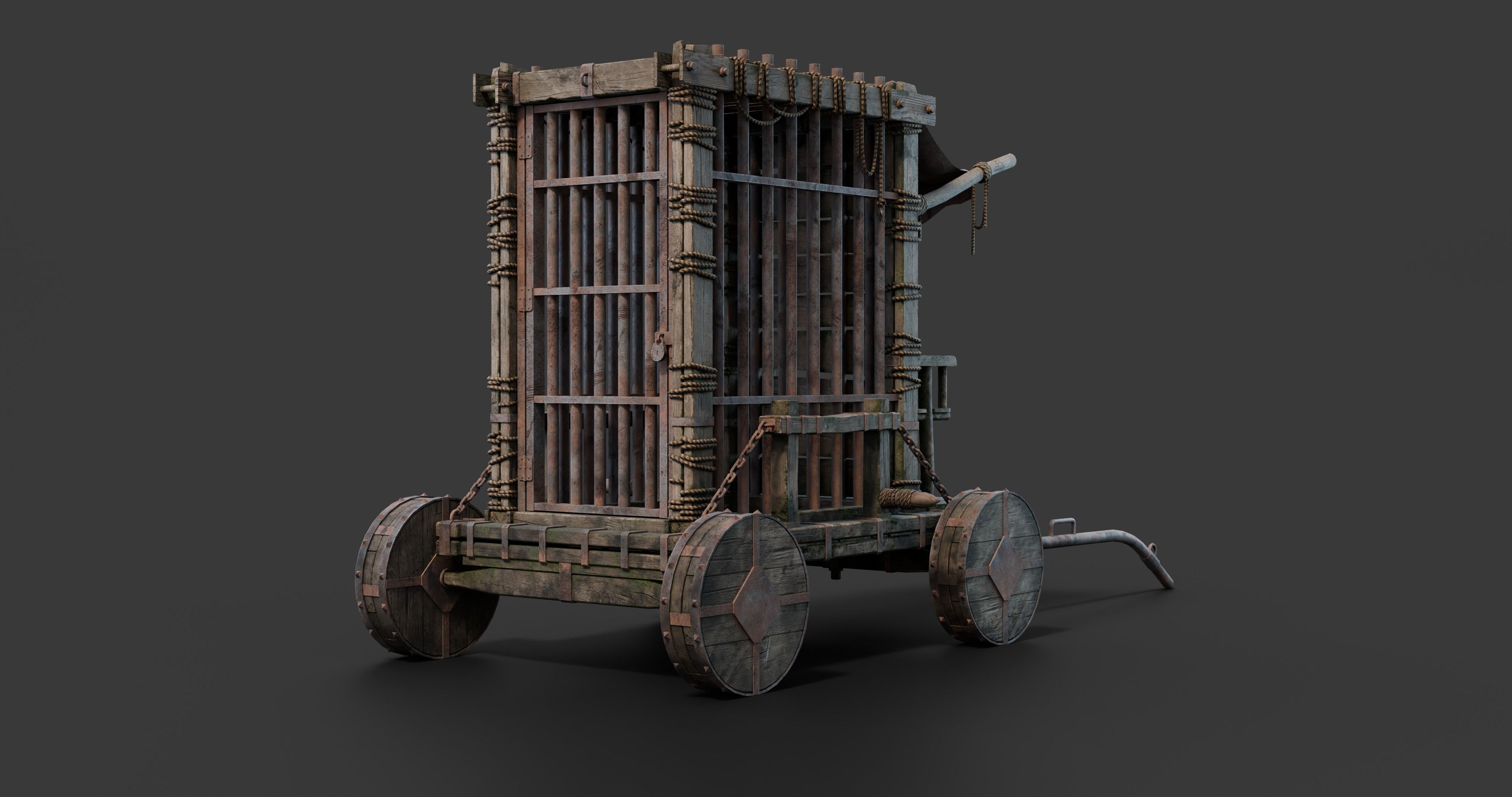 Medieval Wooden Carts and Wagons pack Low-poly 3D model_21