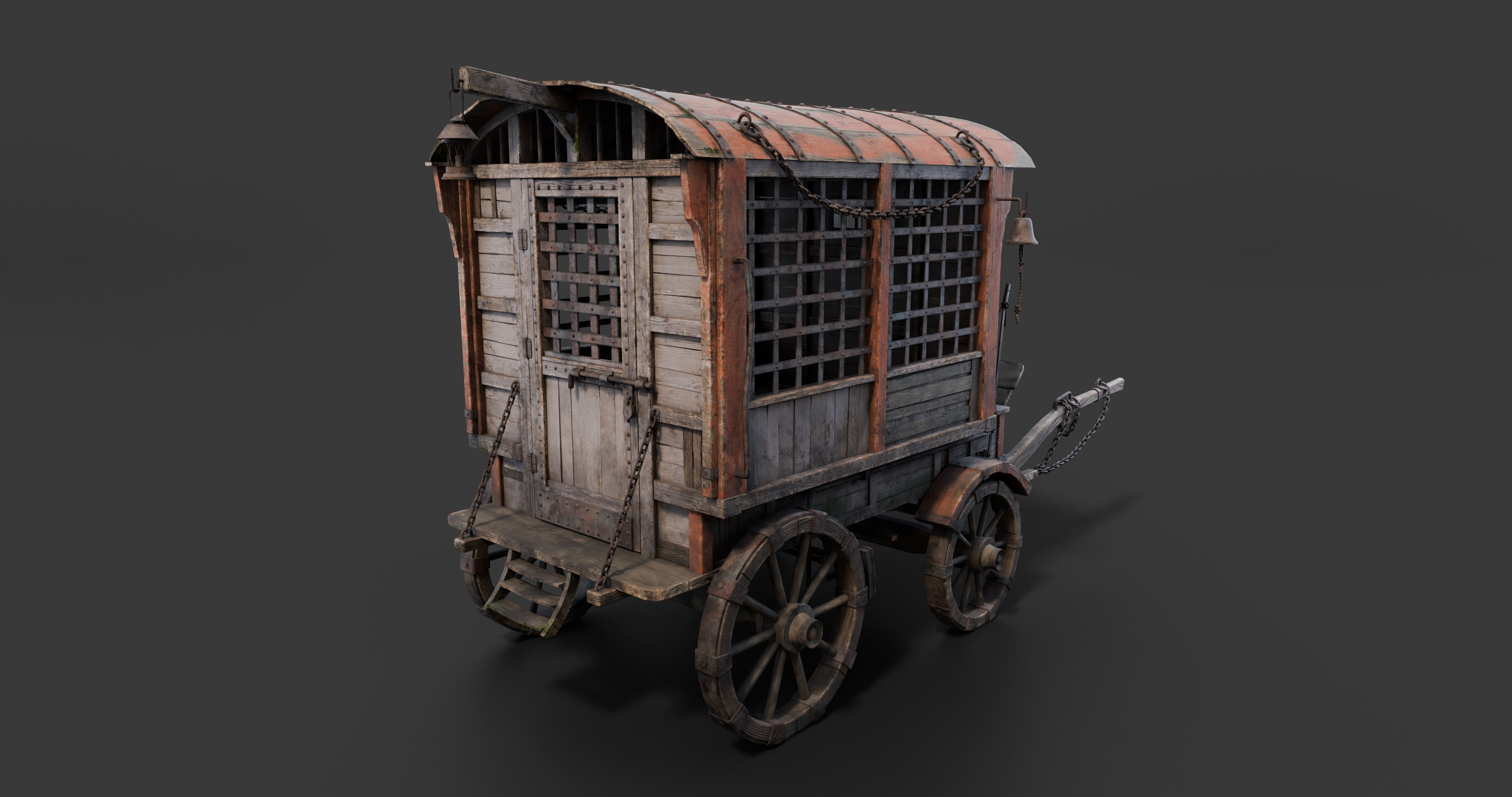 Medieval Wooden Carts and Wagons pack Low-poly 3D model_27