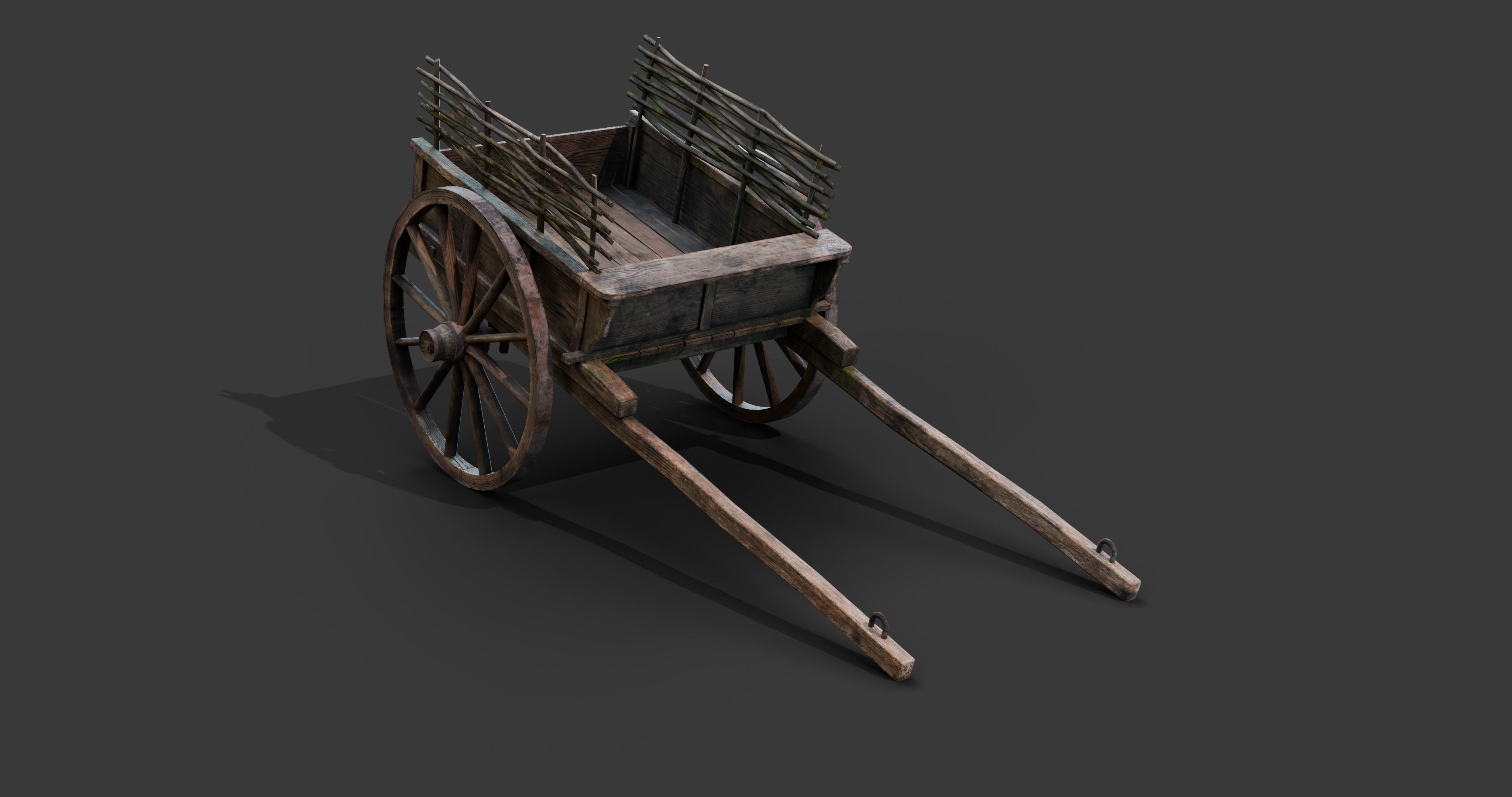 Medieval Wooden Carts and Wagons pack Low-poly 3D model_9
