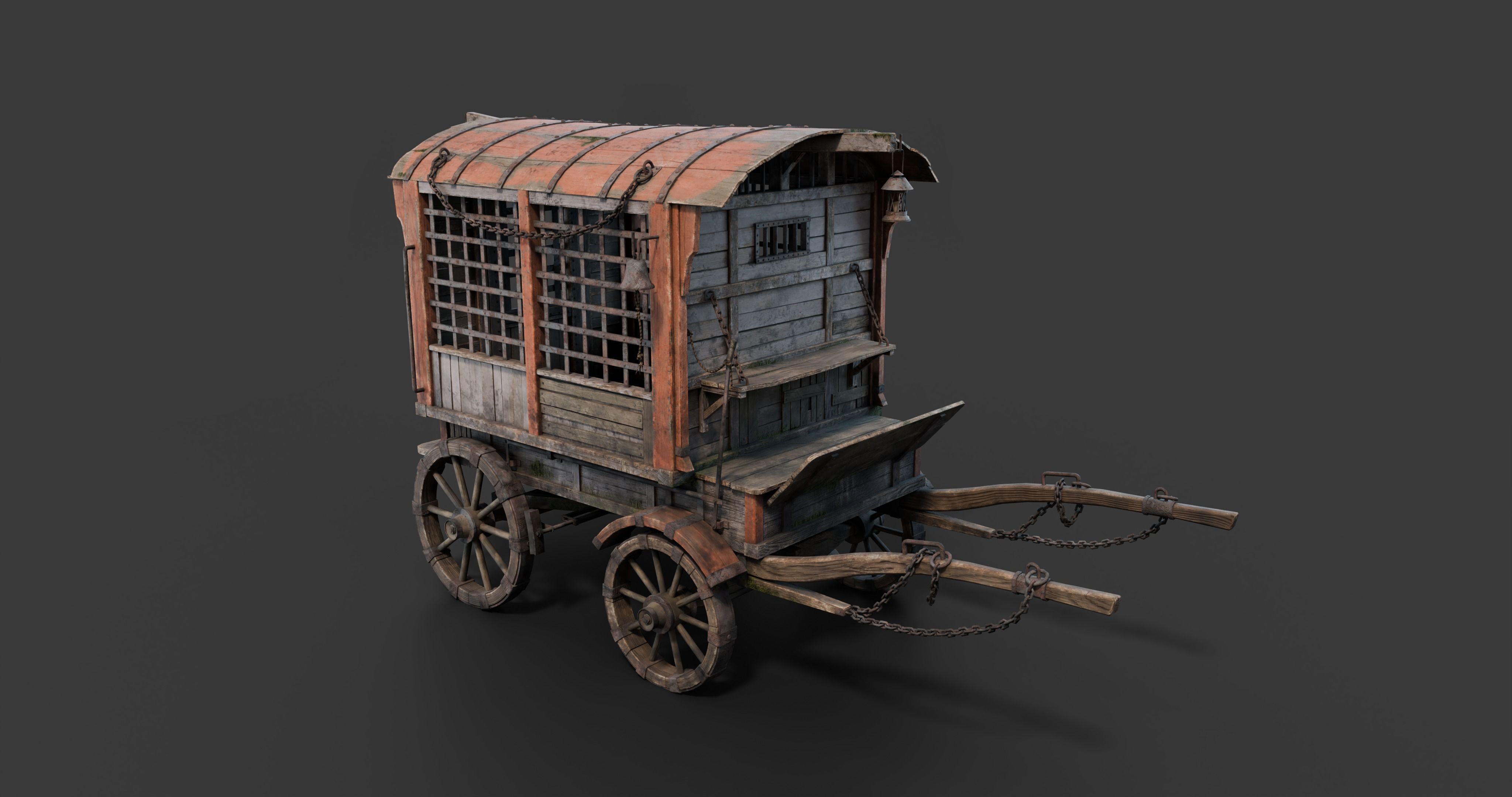 Medieval Wooden Carts and Wagons pack Low-poly 3D model_26