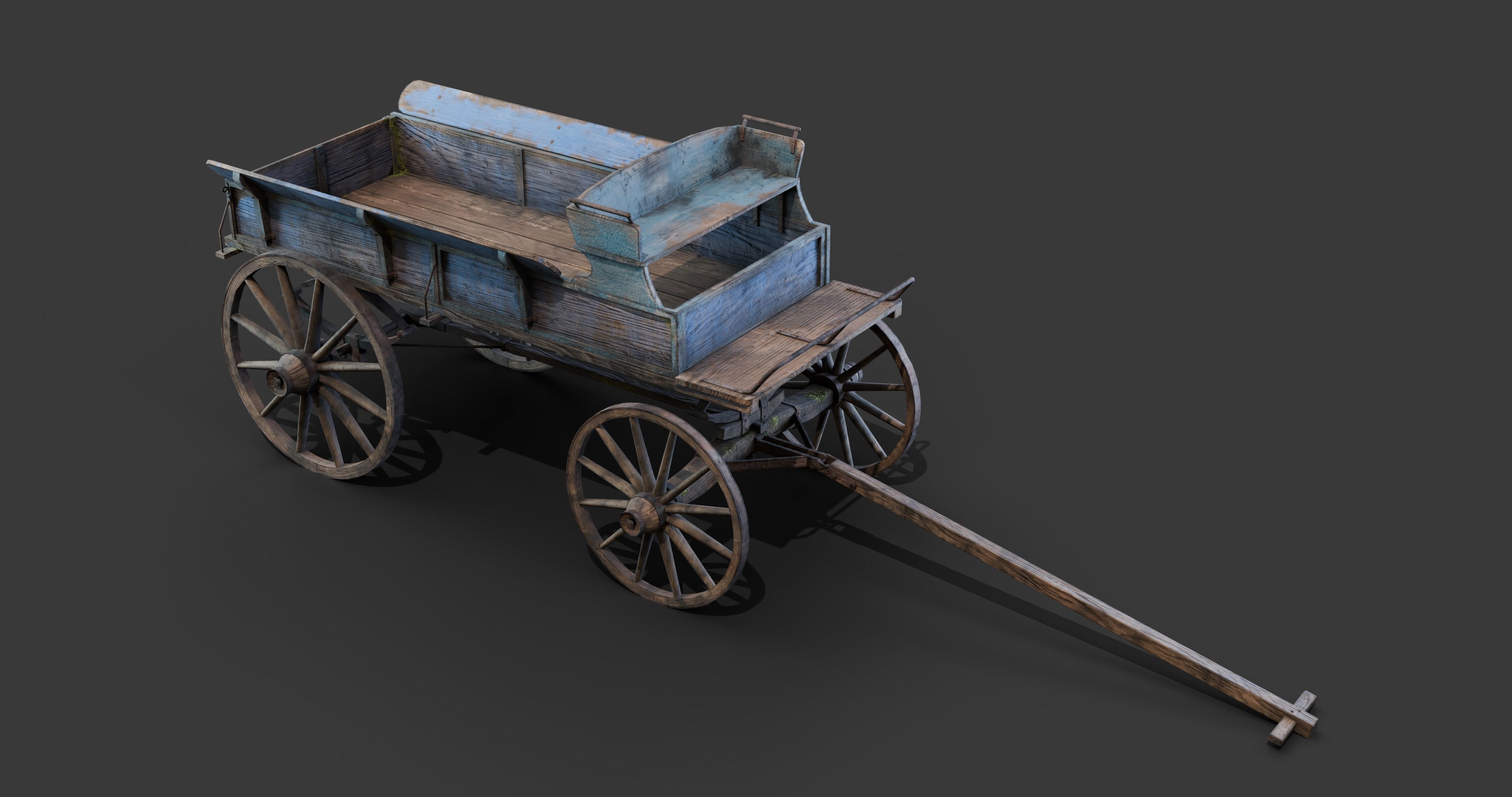 Medieval Wooden Carts and Wagons pack Low-poly 3D model_18