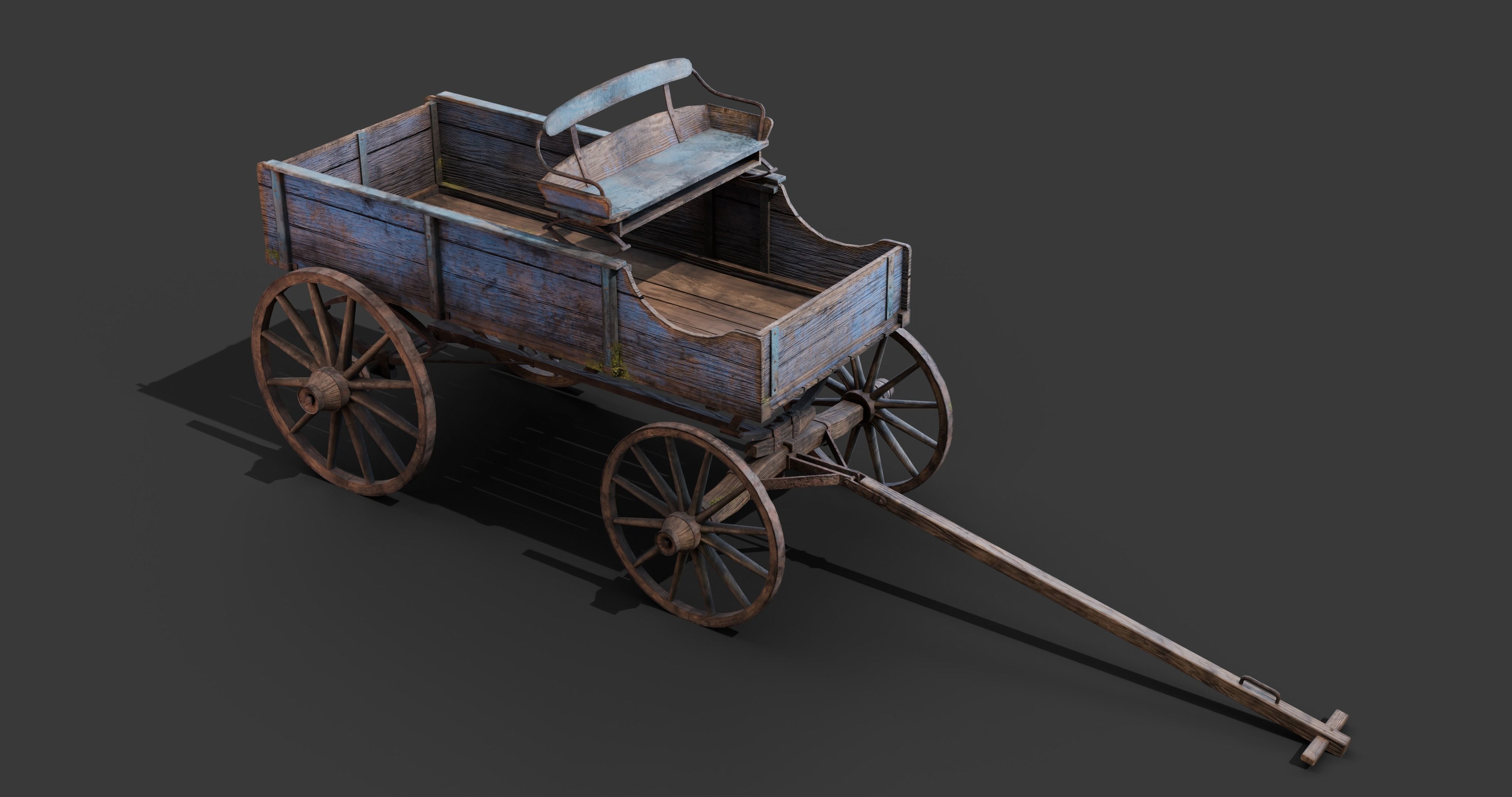 Medieval Wooden Carts and Wagons pack Low-poly 3D model_16