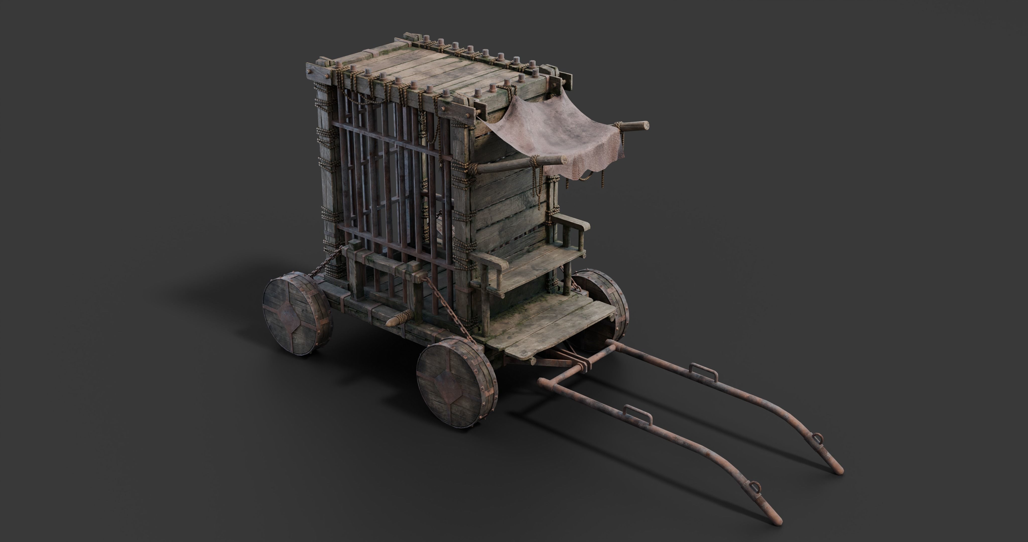 Medieval Wooden Carts and Wagons pack Low-poly 3D model_20