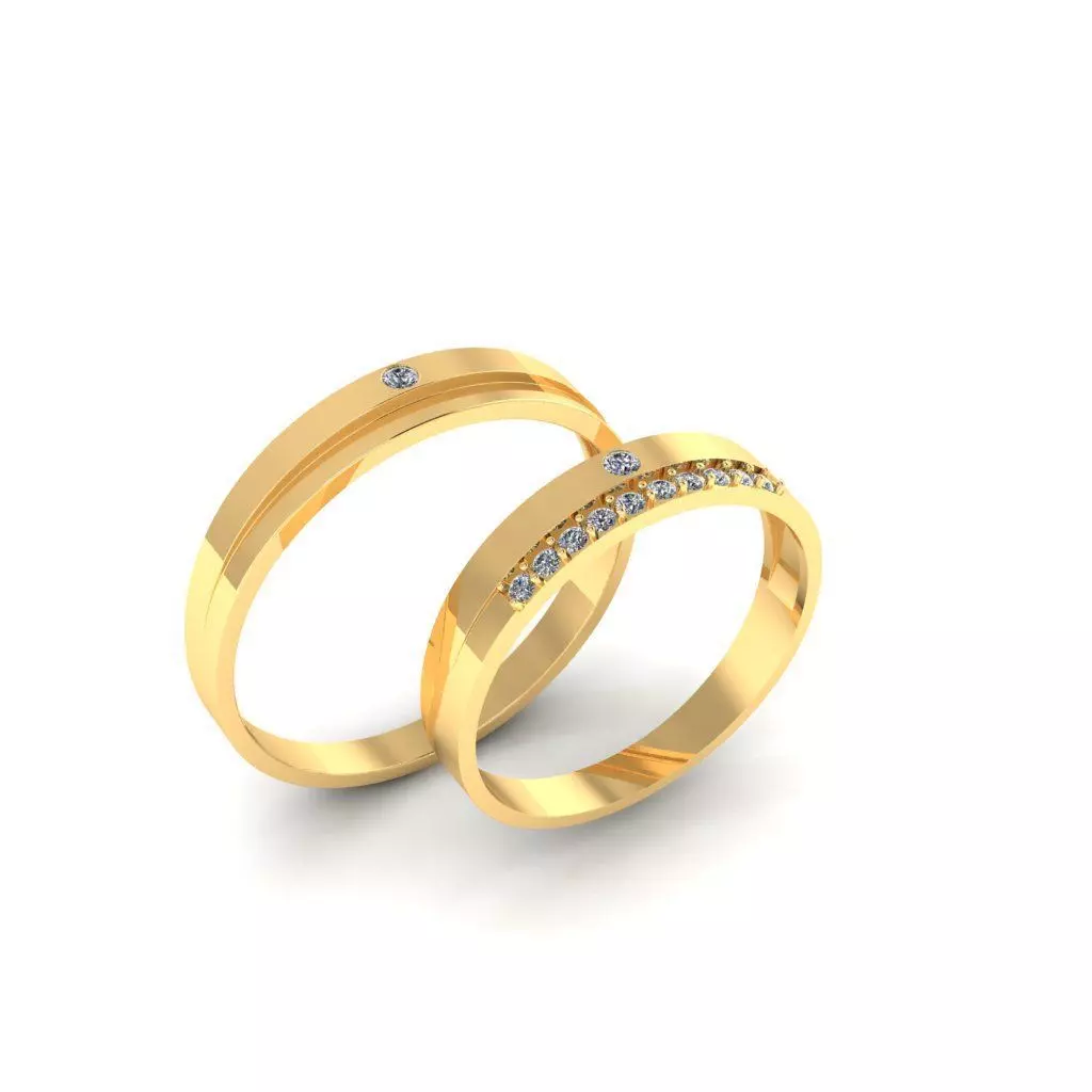 Simple Diamond Wedding Ring 3D print model 3D print model