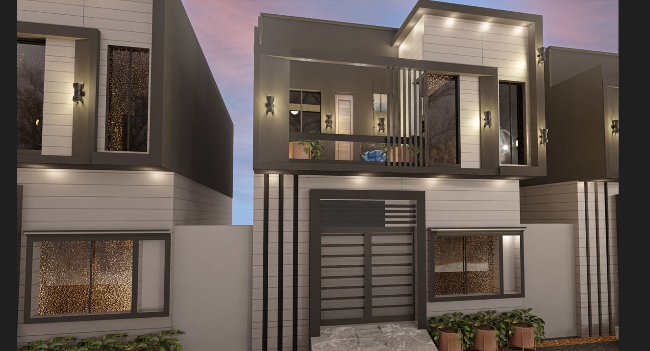 3 Marla house exterior design and animation 3D model_5