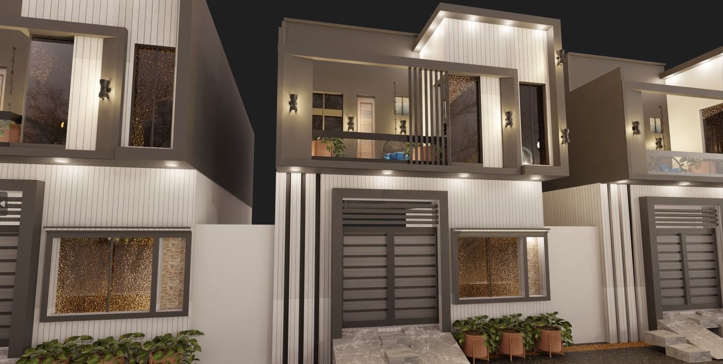 3 Marla house exterior design and animation 3D model_4