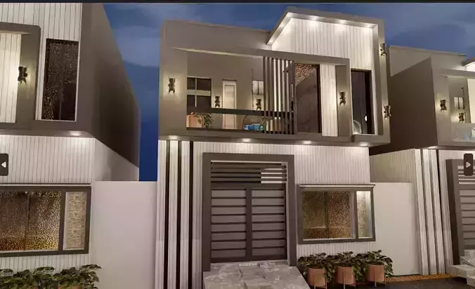 3 Marla house exterior design and animation