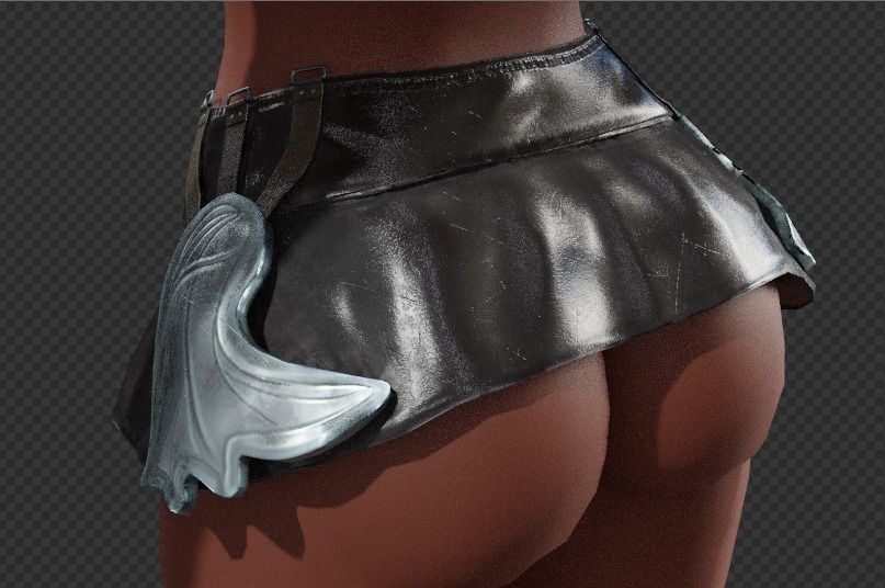 Skirt Leather Bot Light female asset Low-poly 3D model_1