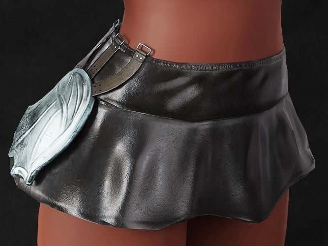 Skirt Leather Bot Light female asset Low-poly 3D model