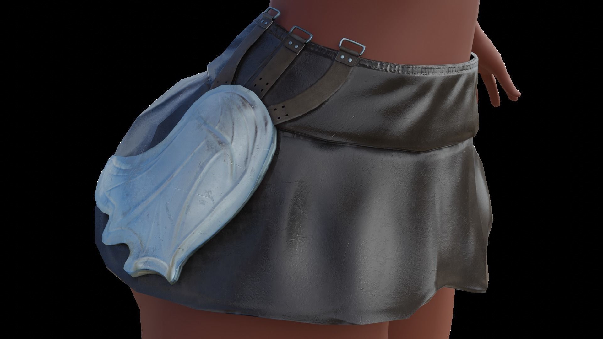 Skirt Leather Bot Light female asset Low-poly 3D model_2