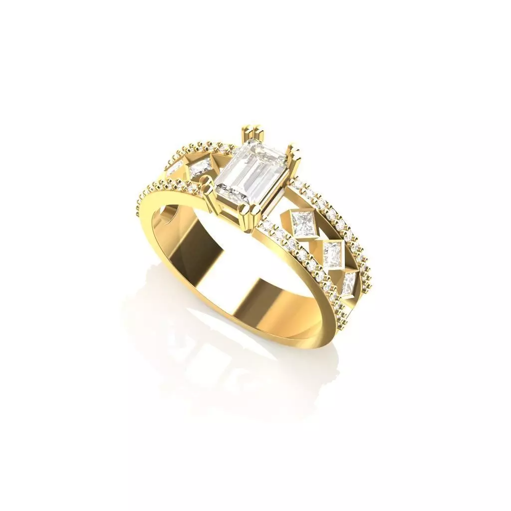 Baguette Ring 3D print model
