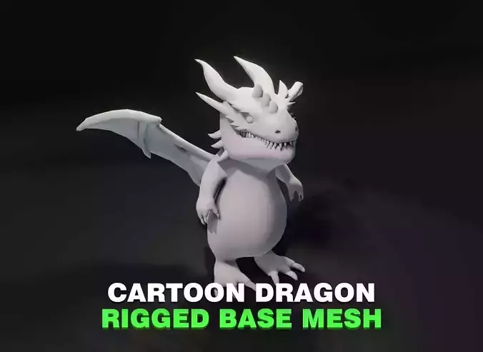 Cartoon Dragon Rigged Base Mesh 3D Model Low-poly 3D model