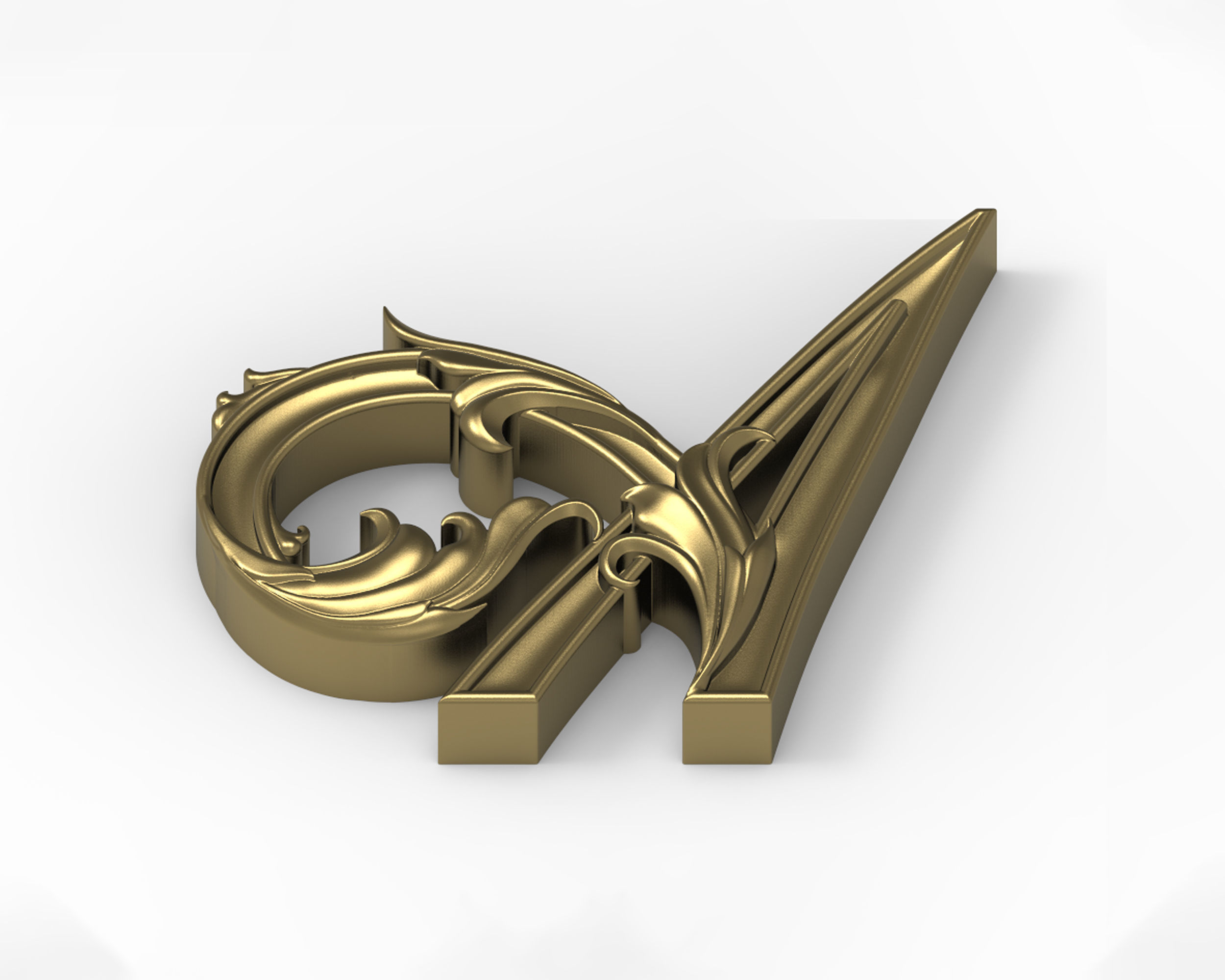 Letter A Floral  3D print model_1