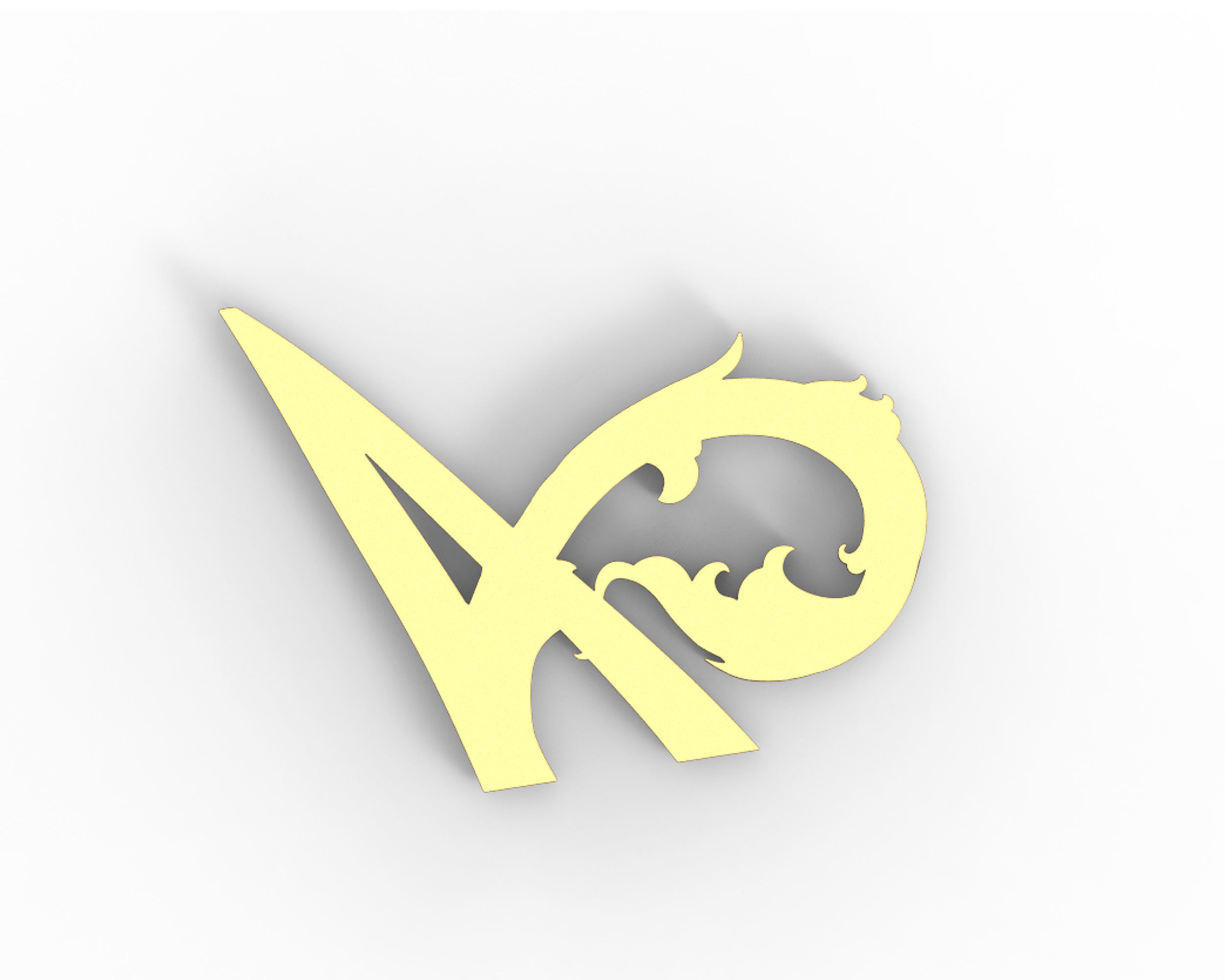 Letter A Floral  3D print model_3