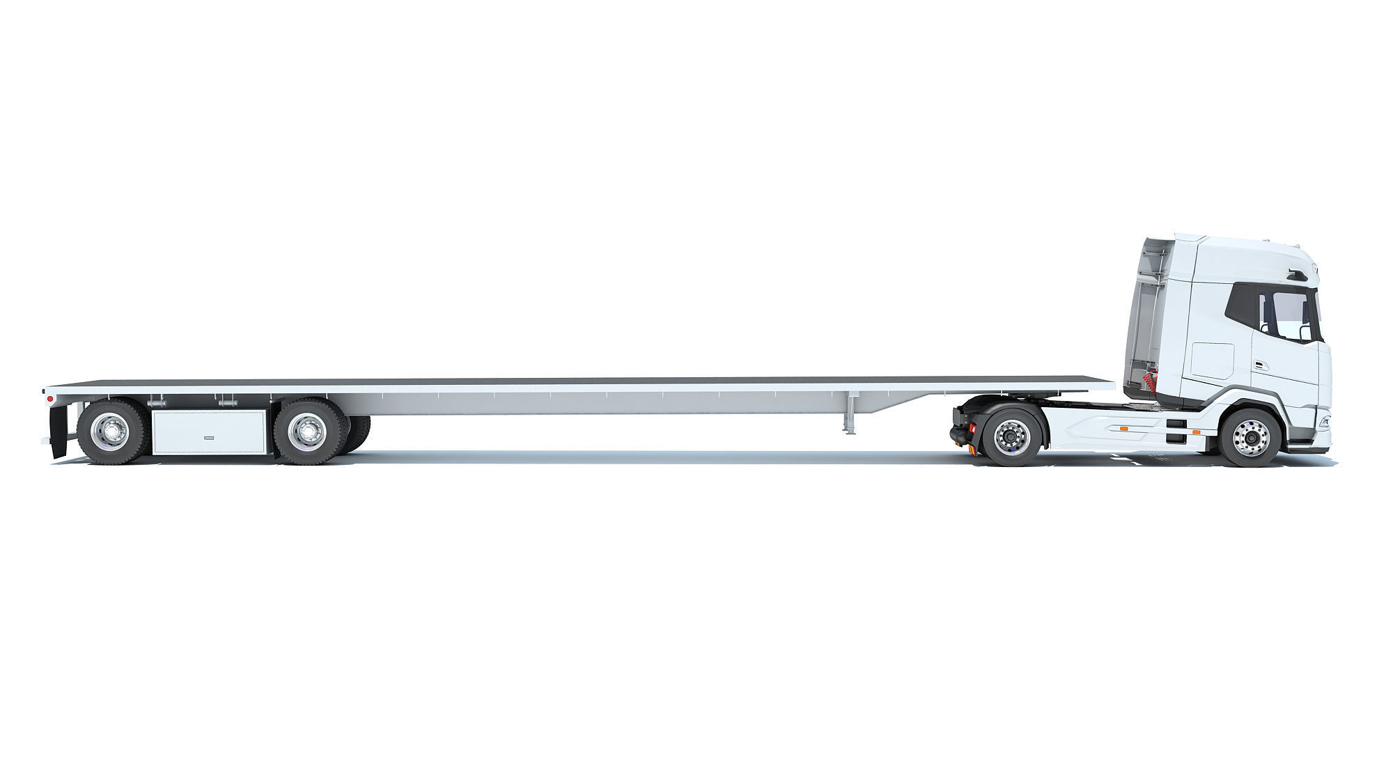 Truck with Flatbed Trailer 3D model_5