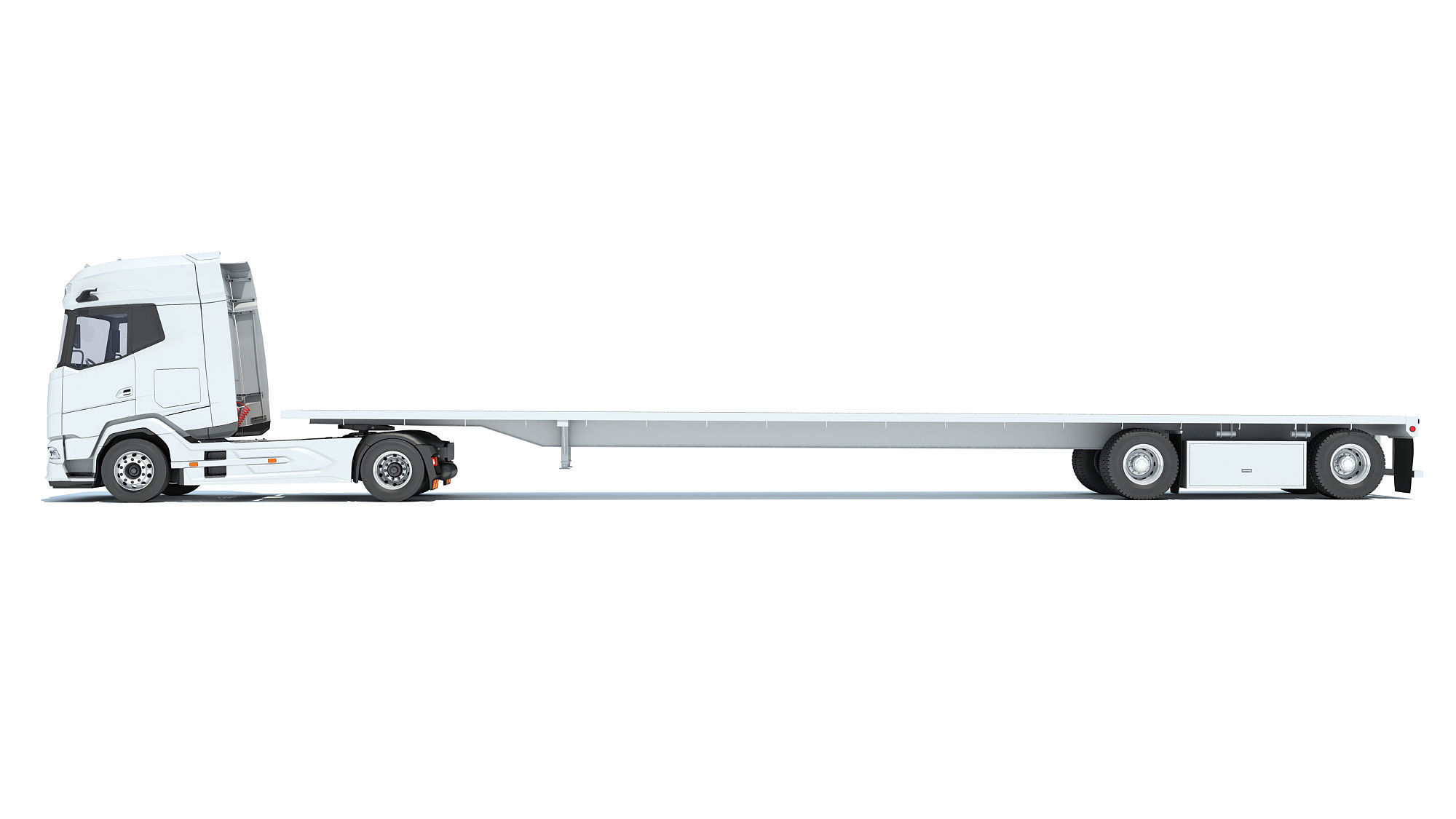Truck with Flatbed Trailer 3D model_1