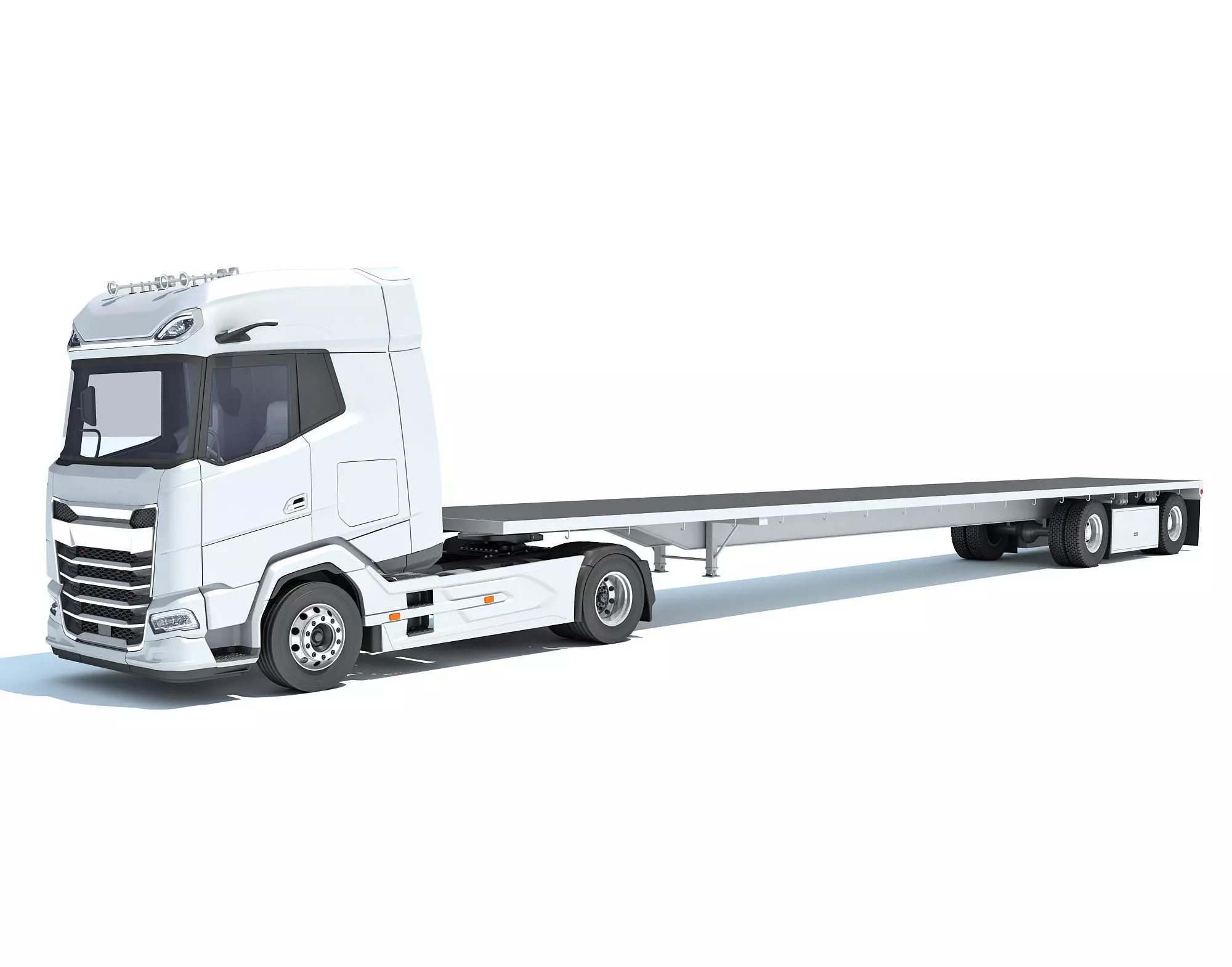 Truck with Flatbed Trailer 3D model_0