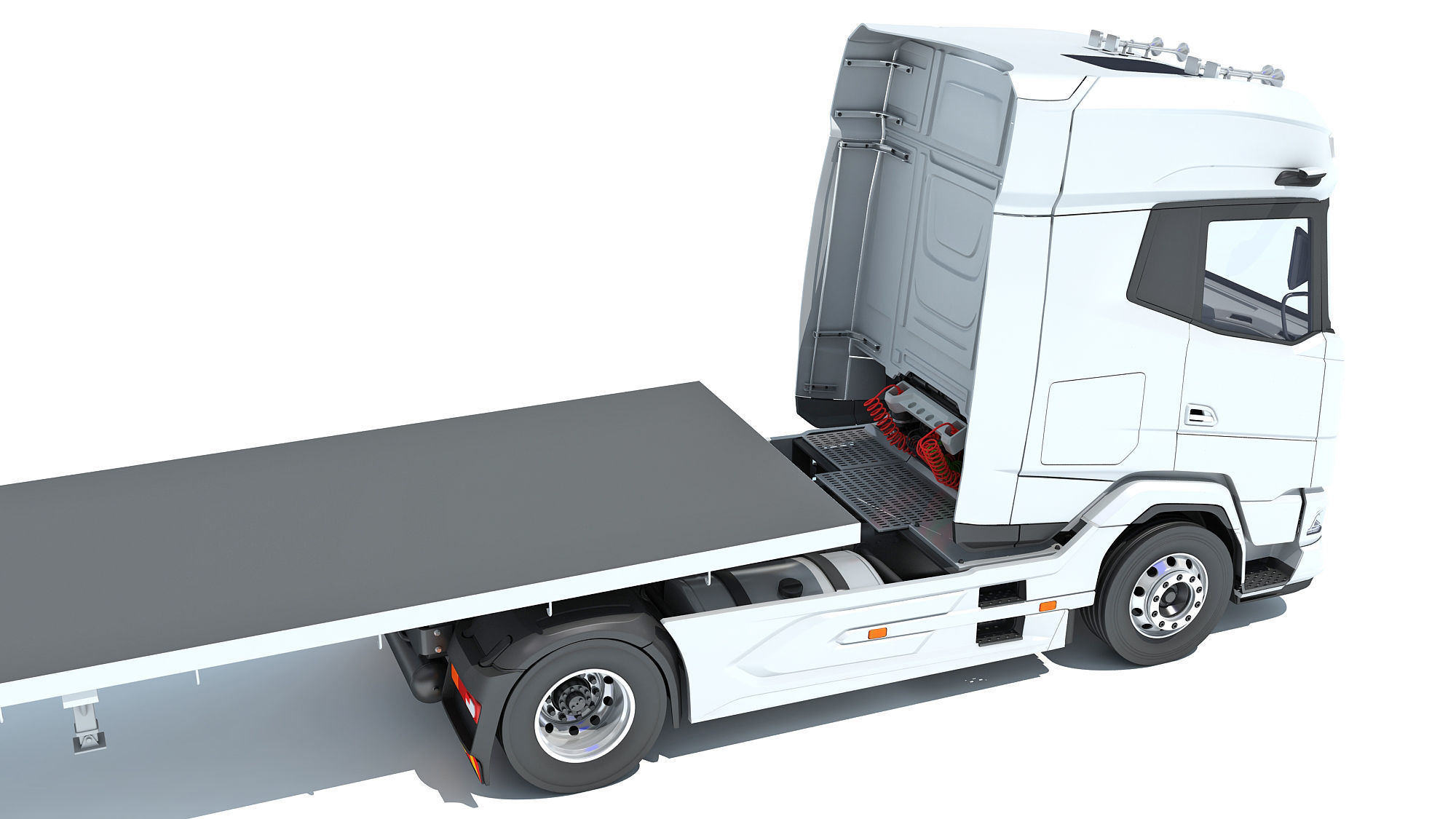Truck with Flatbed Trailer 3D model_16
