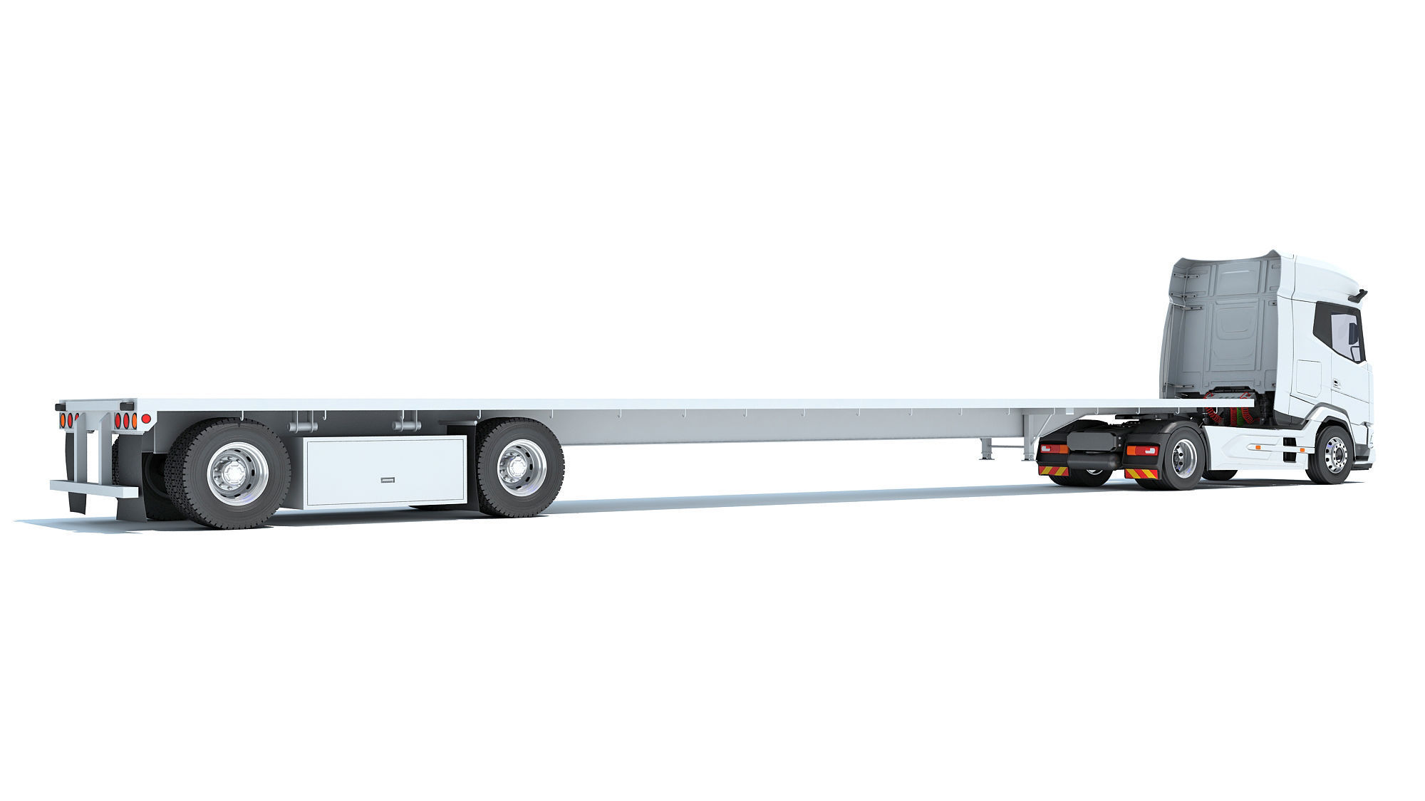 Truck with Flatbed Trailer 3D model_4